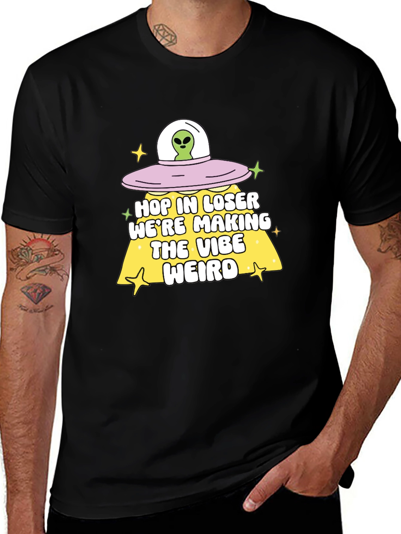 Alien UFO Hop In Loser Graphic T-Shirt