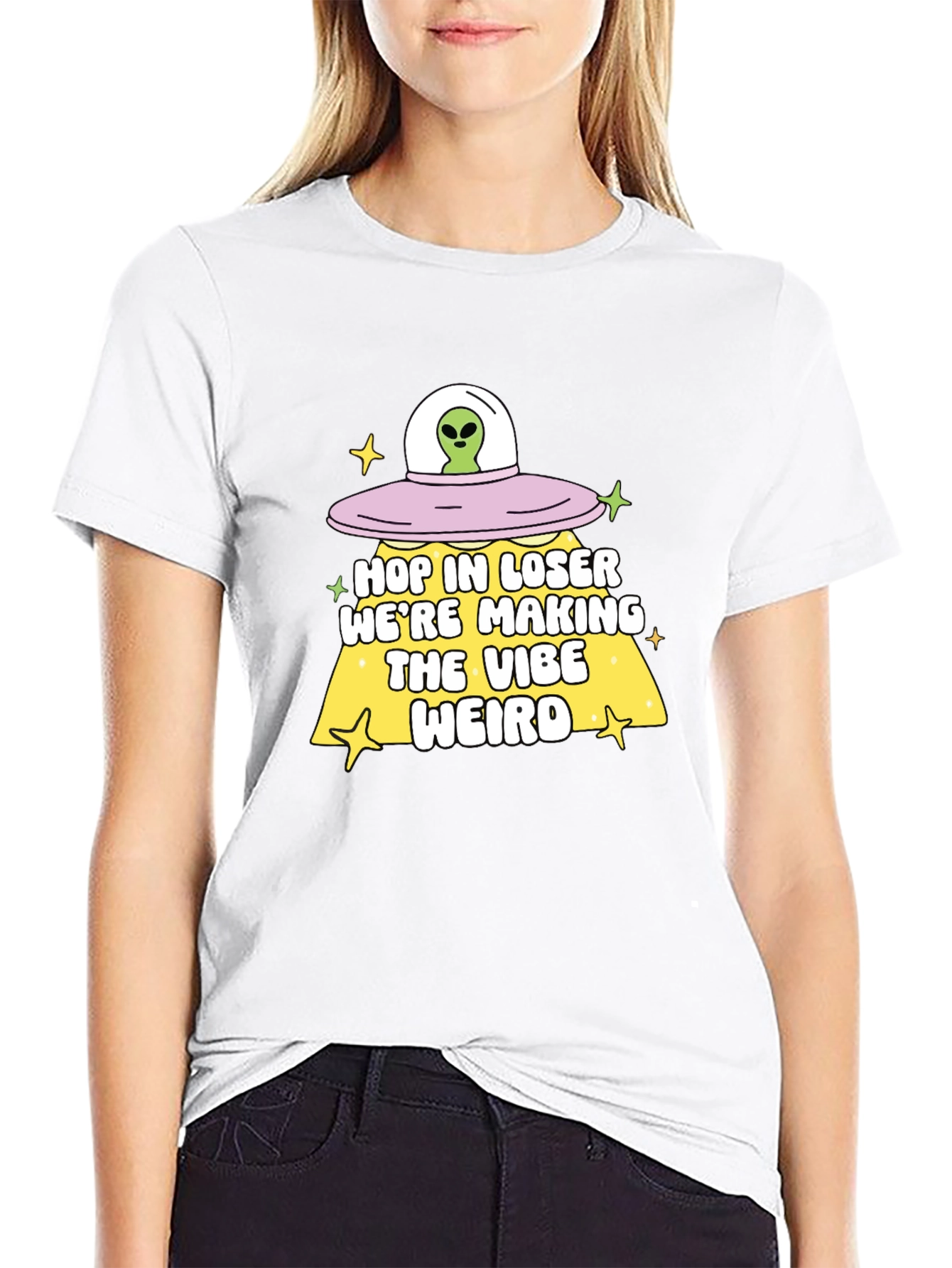 Alien UFO Hop In Loser Graphic T-Shirt
