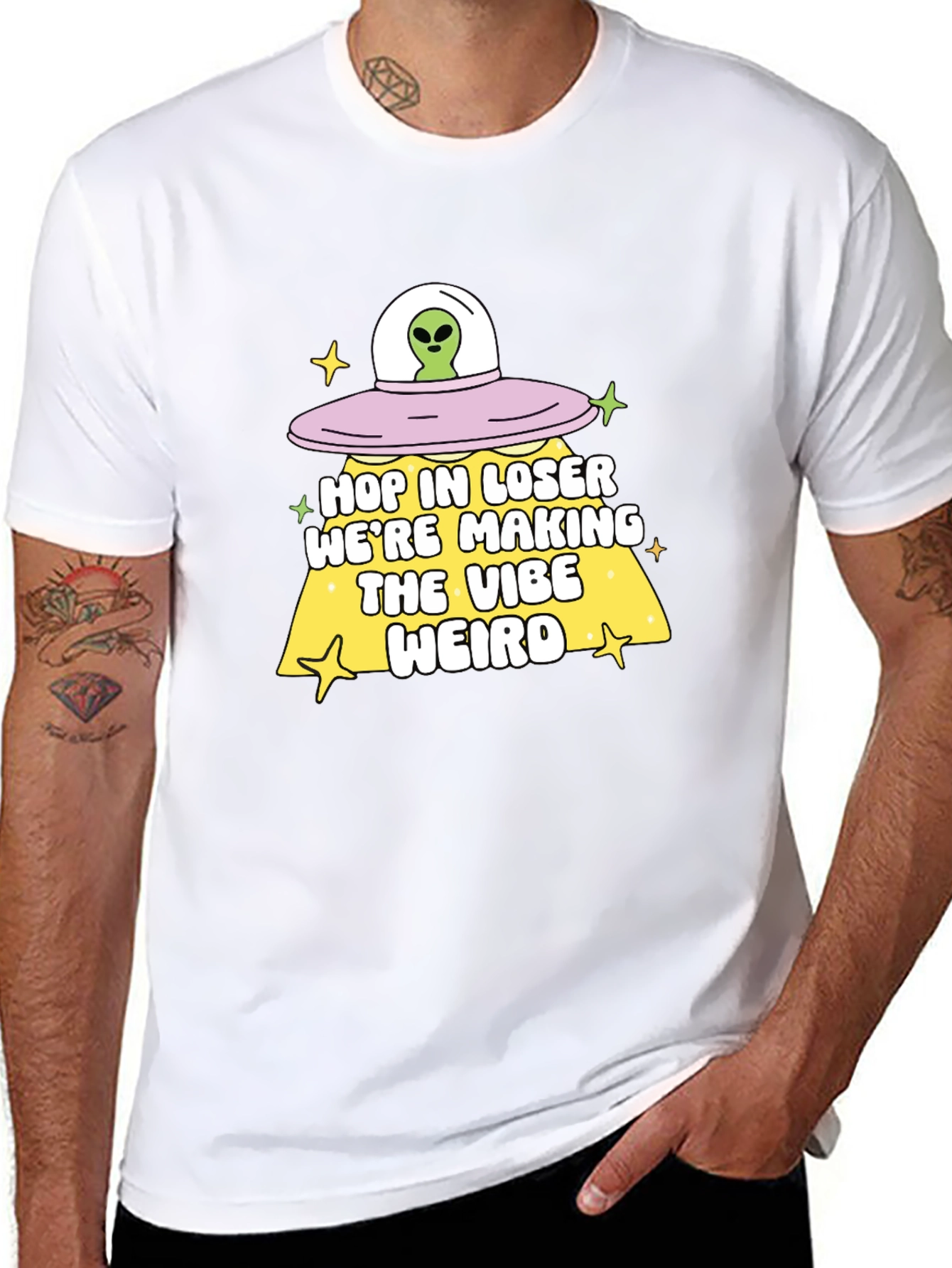 Alien UFO Hop In Loser Graphic T-Shirt