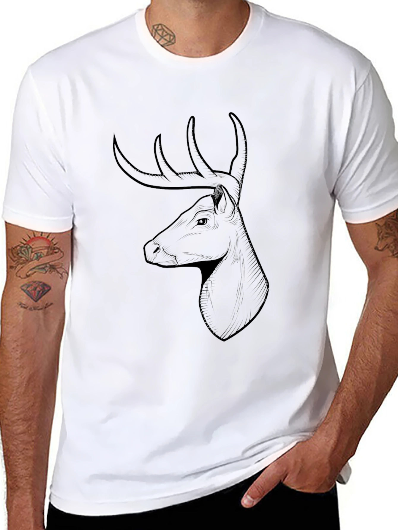 Mens Black Deer Graphic Tee