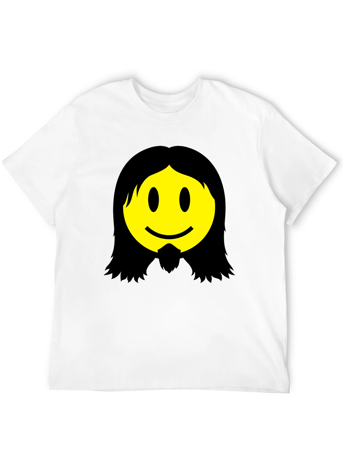 Jesus Smiley Face Graphic T-Shirt - Black