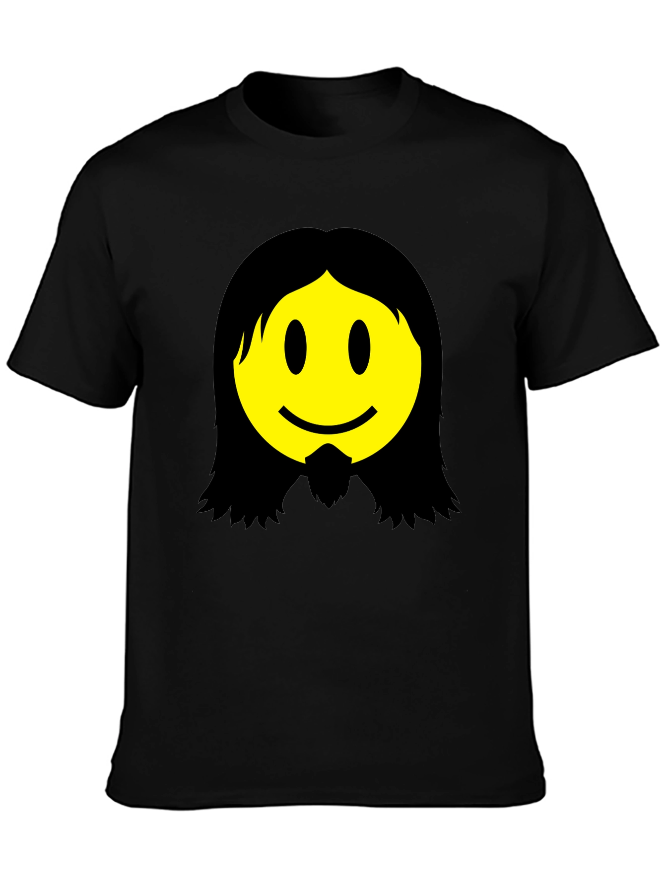 Jesus Smiley Face Graphic T-Shirt - Black