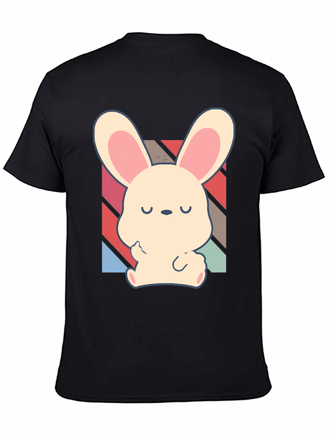 Cute Bunny Graphic Tee - Unisex Black Cotton Shirt