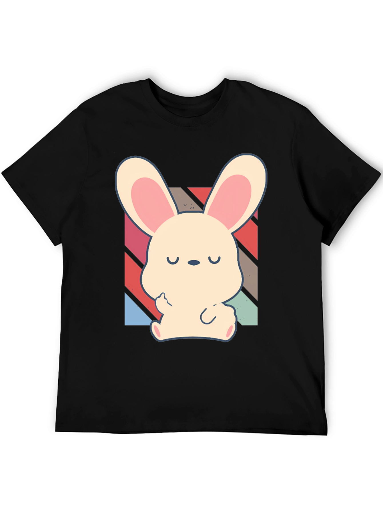 Cute Bunny Graphic Tee - Unisex Black Cotton Shirt