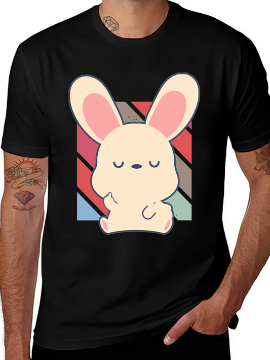 Cute Bunny Graphic Tee - Unisex Black Cotton Shirt