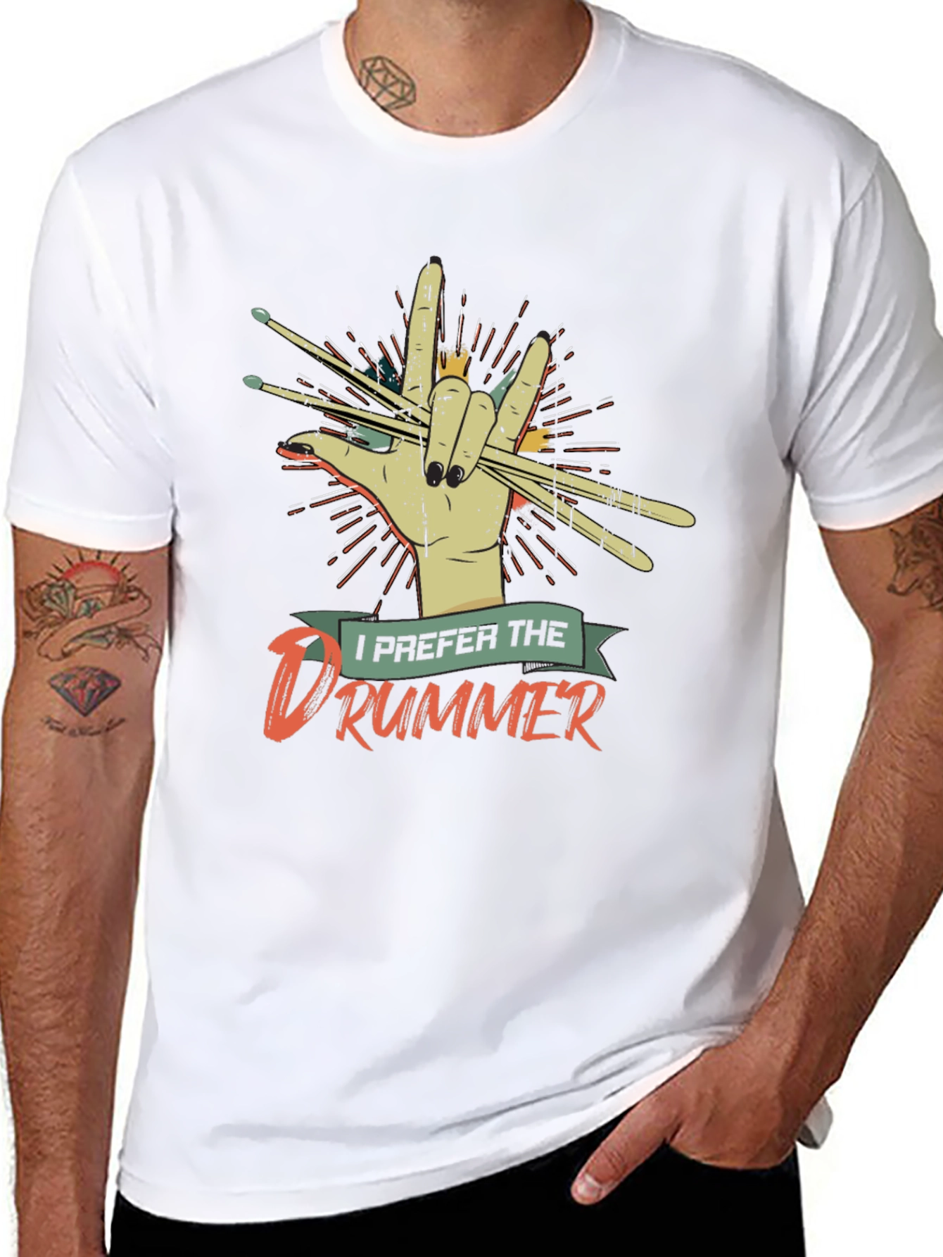 Drummer T-Shirt - Rock On Design