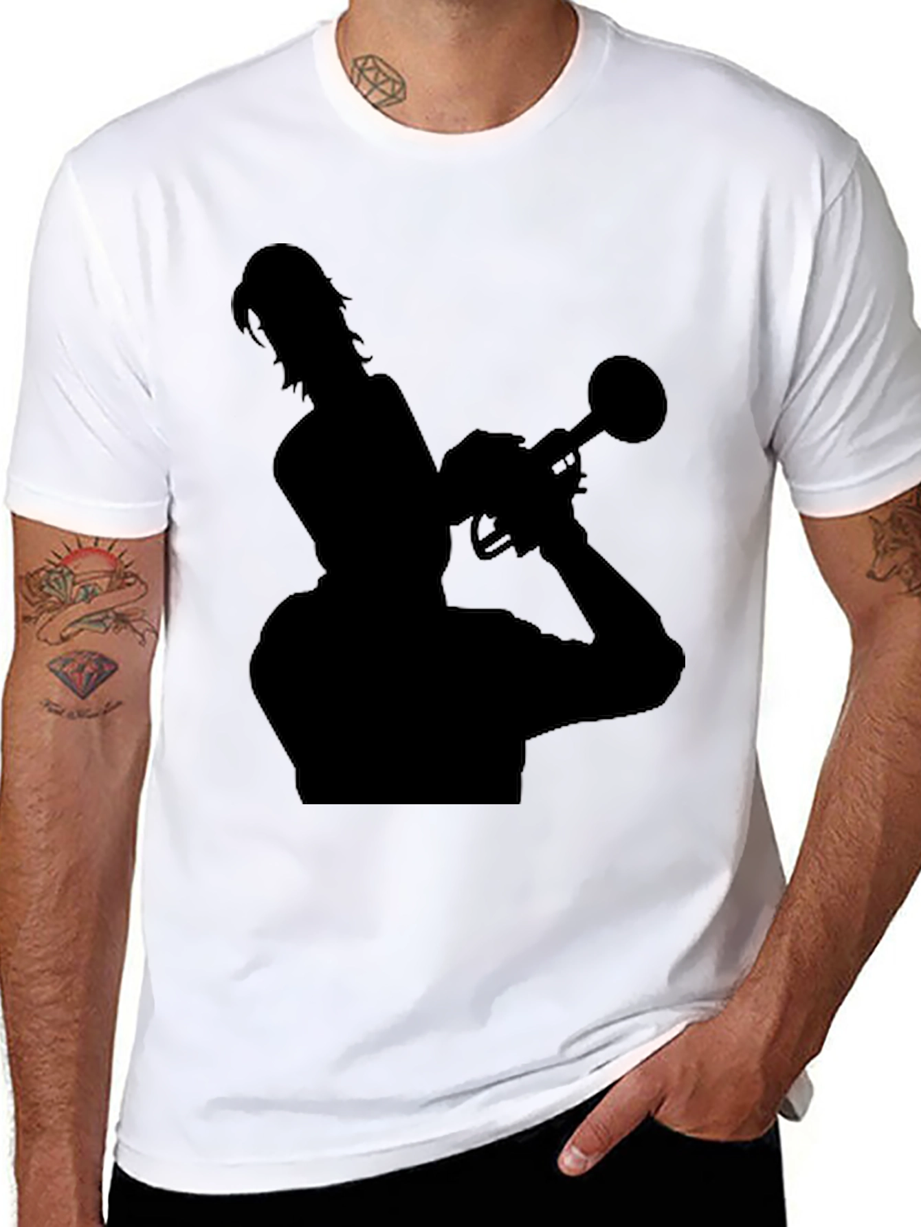 Silhouette Trumpet Player Black T-Shirt