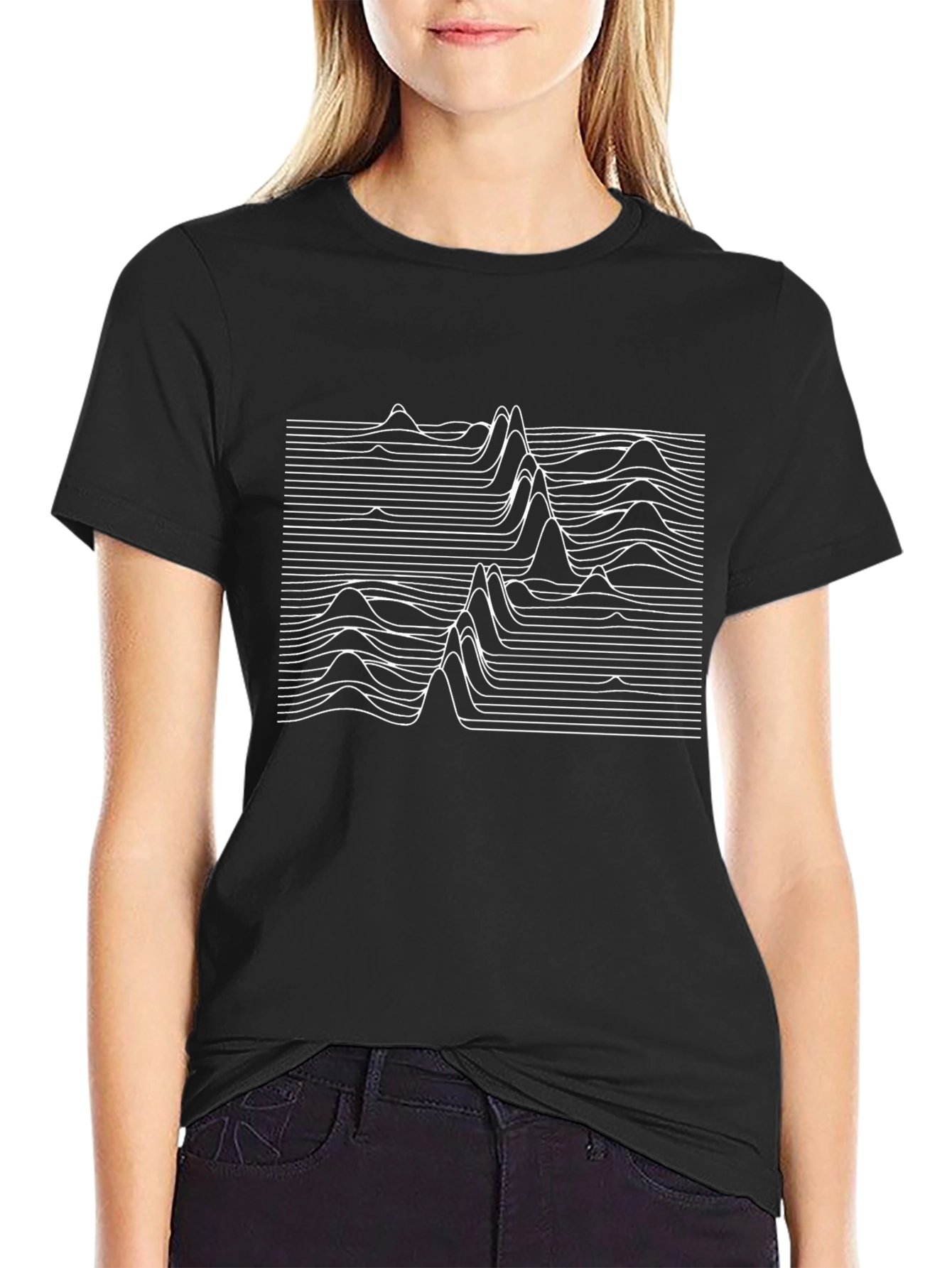 Abstract Sound Wave Black T-Shirt