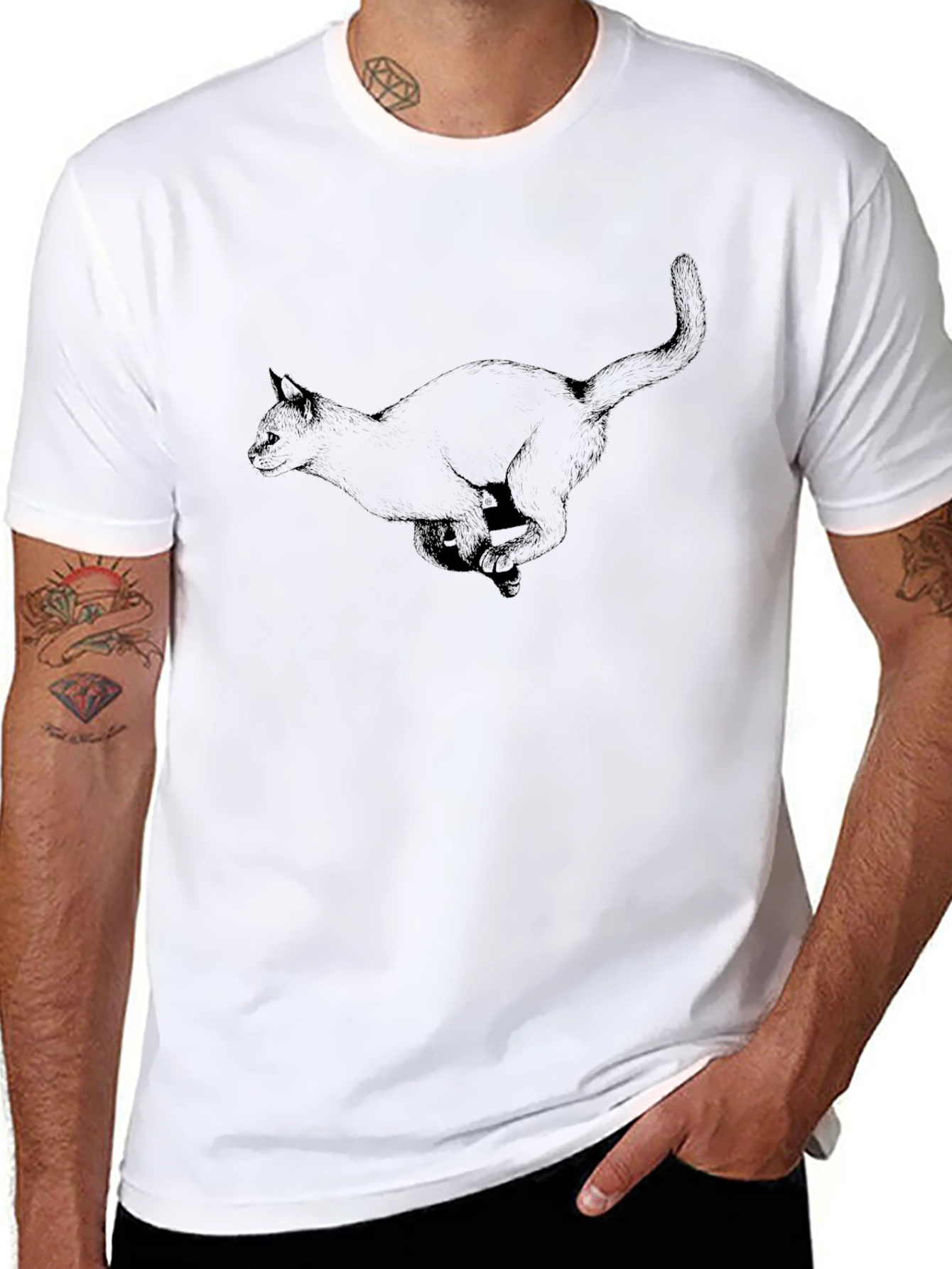 Mens Black Cat Graphic Tee