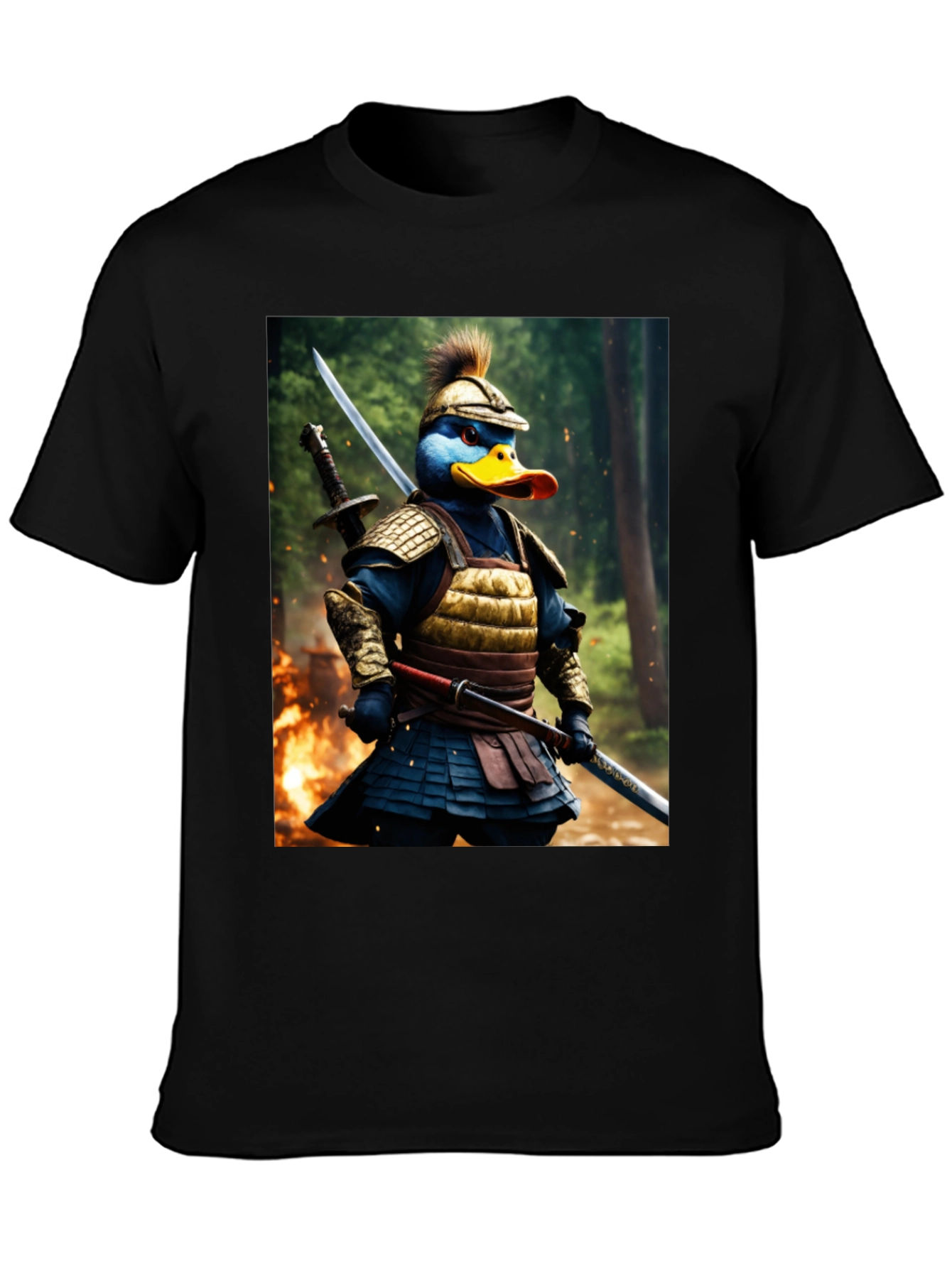 Samurai Duck Graphic Tee - Unique Cartoon Art