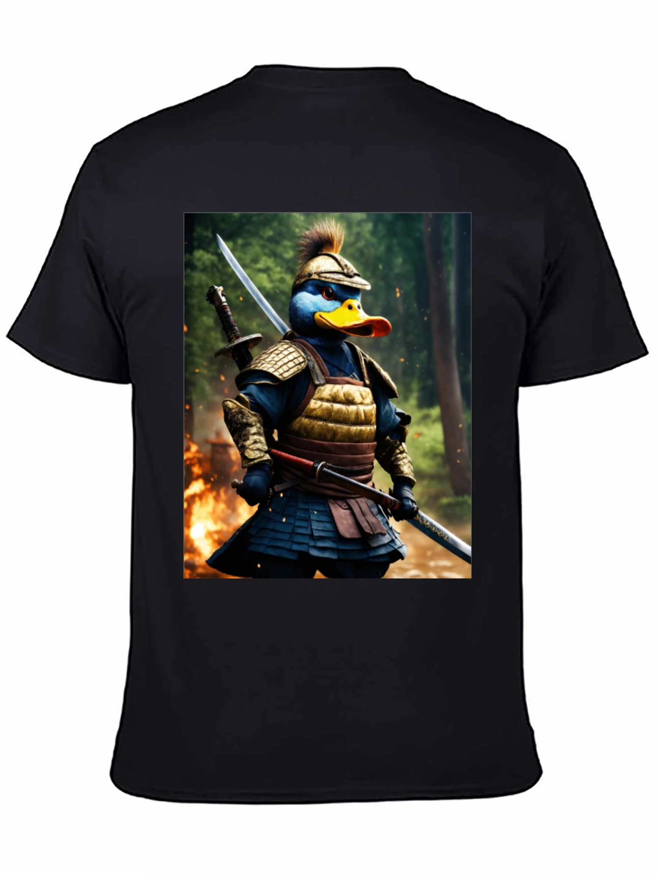 Samurai Duck Graphic Tee - Unique Cartoon Art