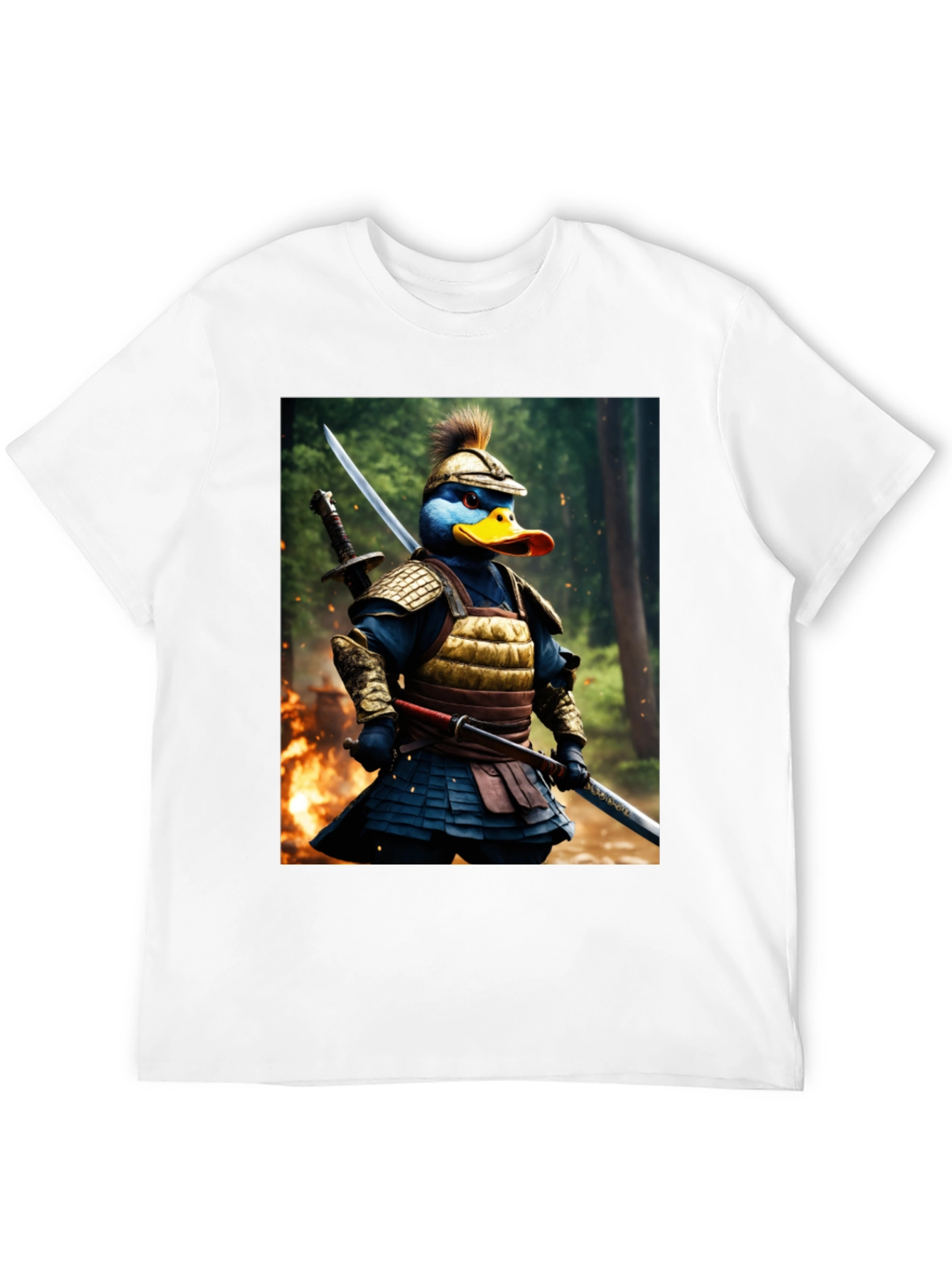 Samurai Duck Graphic Tee - Unique Cartoon Art