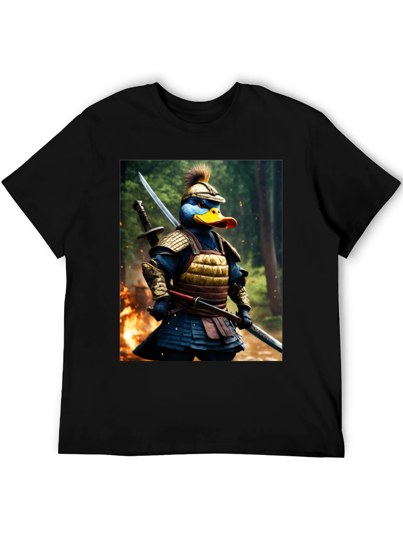 Samurai Duck Graphic Tee - Unique Cartoon Art