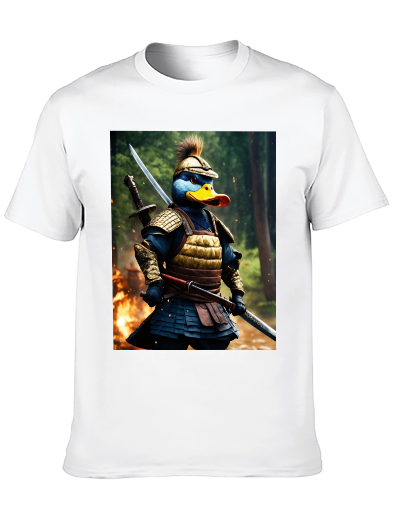Samurai Duck Graphic Tee - Unique Cartoon Art