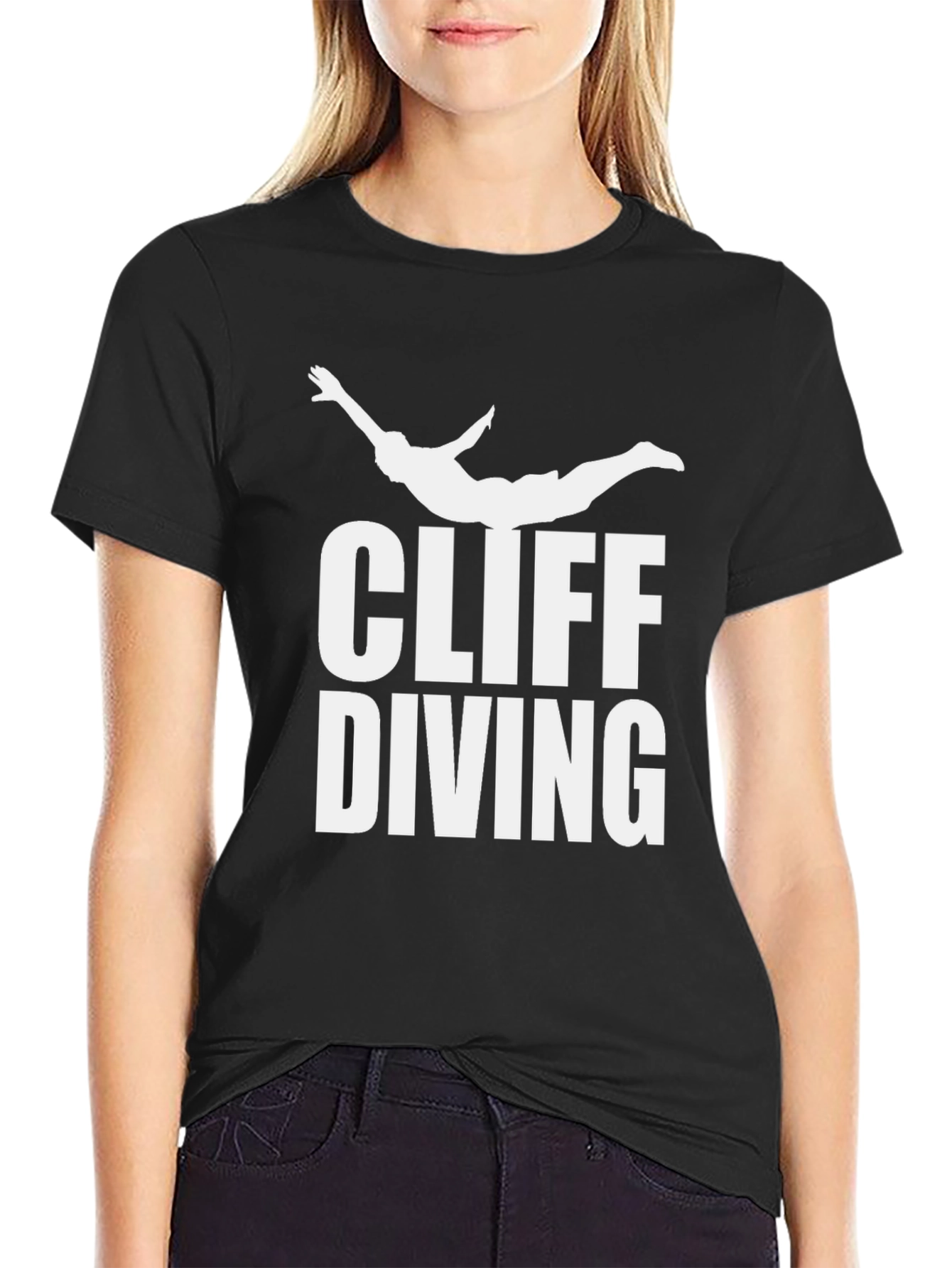 Cliff Diving T-Shirt - Black Graphic Tee
