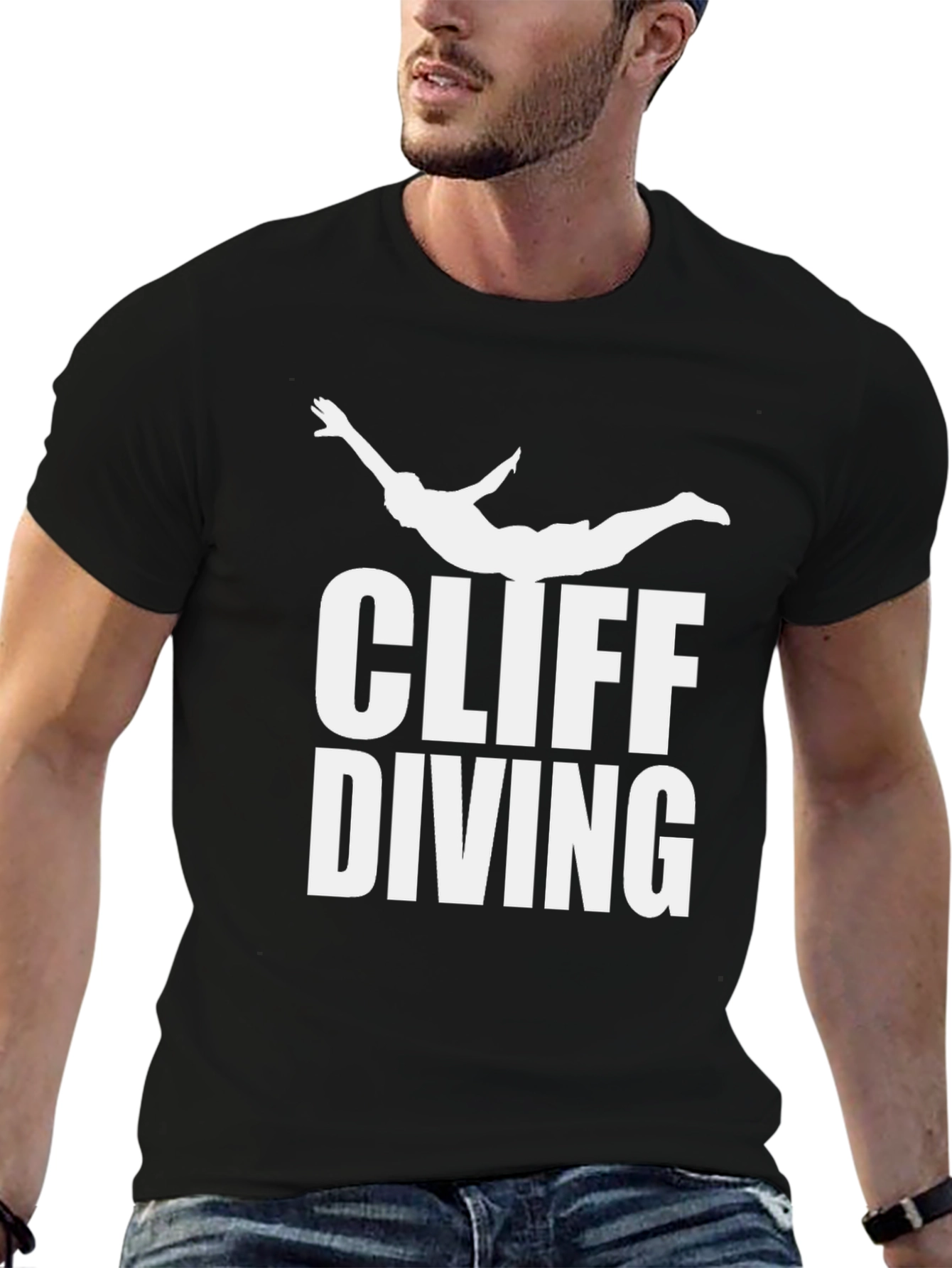 Cliff Diving T-Shirt - Black Graphic Tee