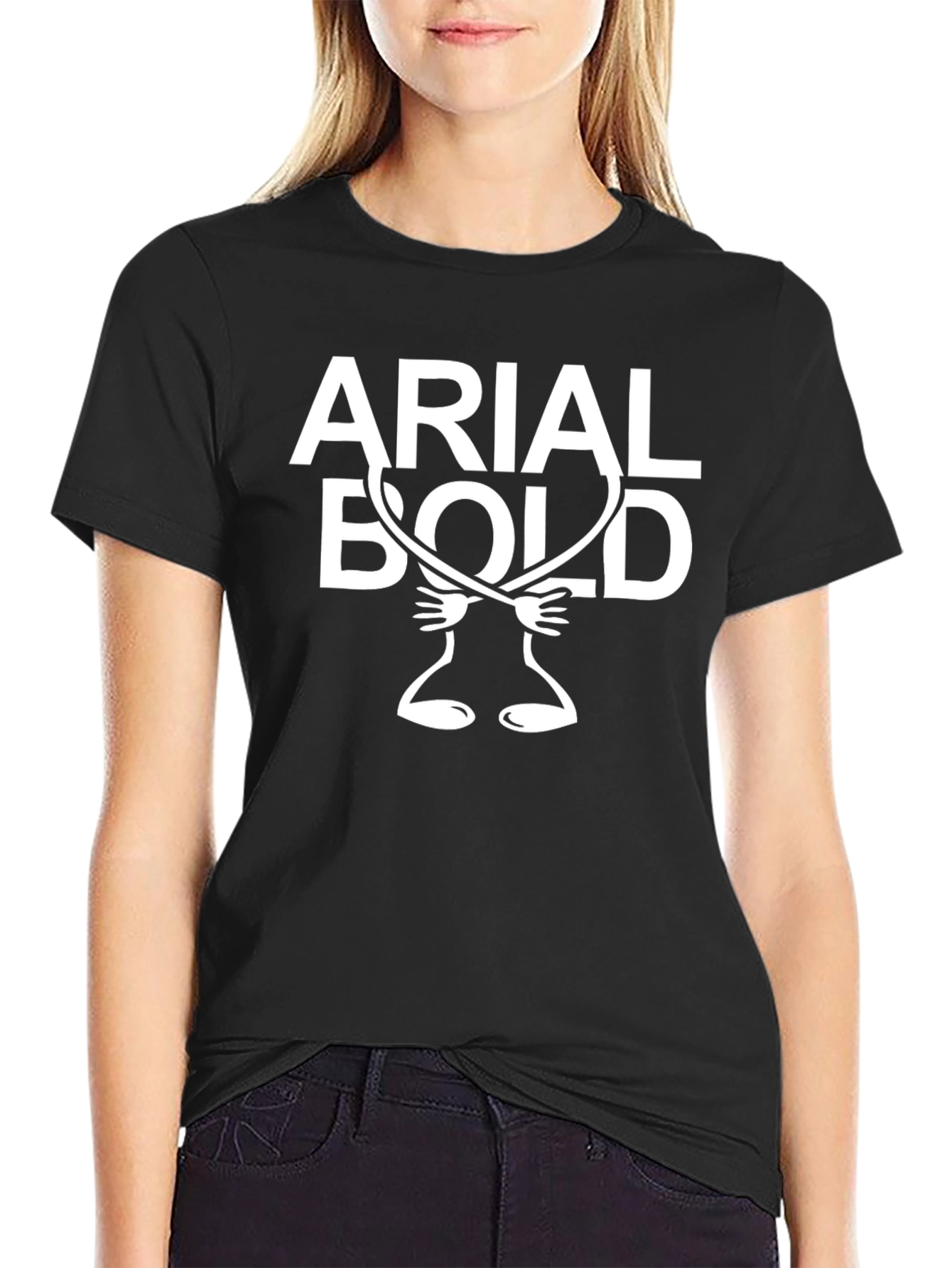 Arial Bold Graphic Print Black T-Shirt