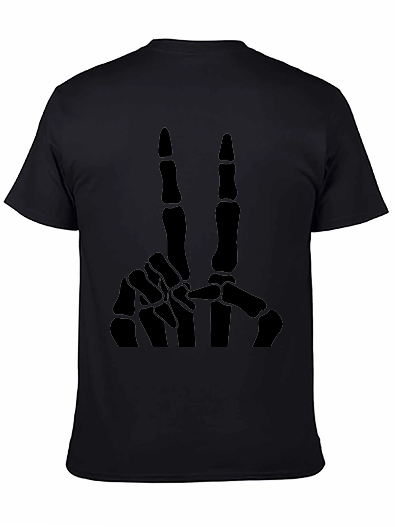 Skeleton Hand Peace Sign T-Shirt - Black