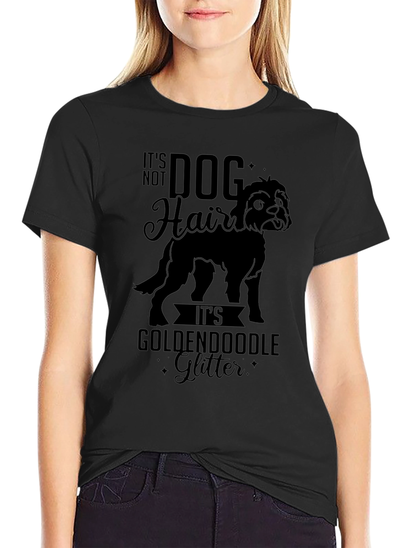 Dog Hair Golden Doodle Glitter Graphic Tee