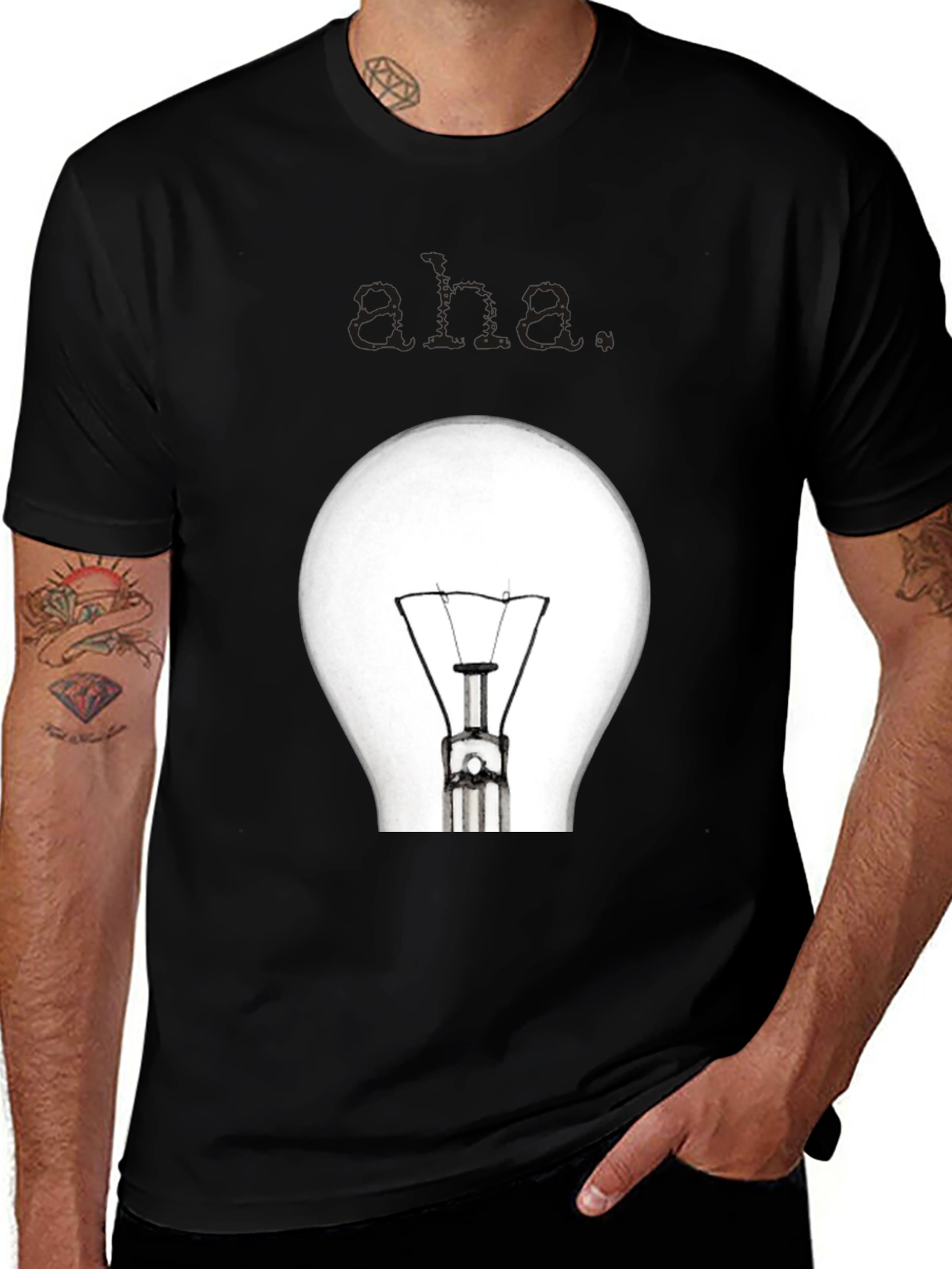 Aha. Lightbulb Graphic Tee - Mens Black T-Shirt