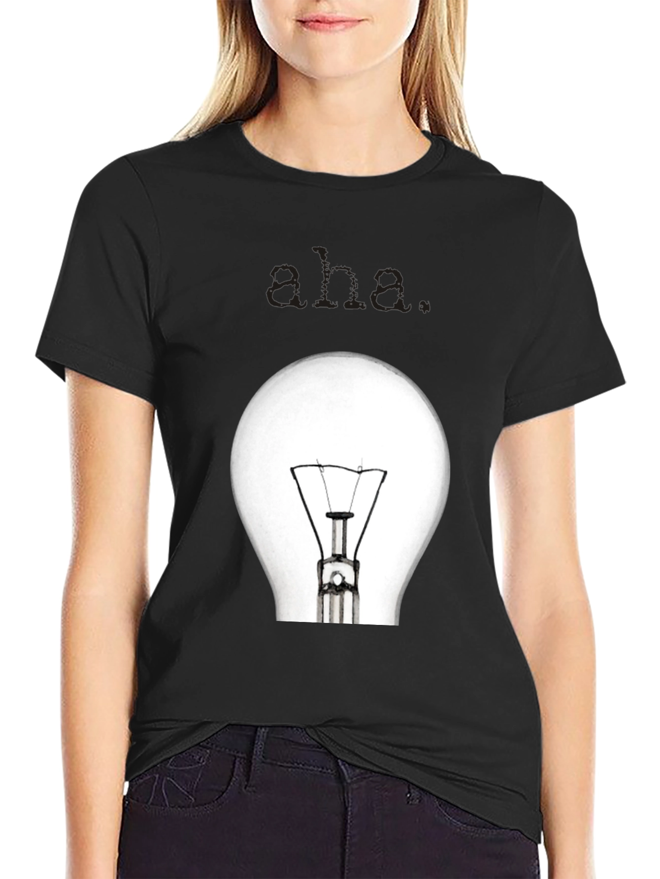 Aha. Lightbulb Graphic Tee - Mens Black T-Shirt