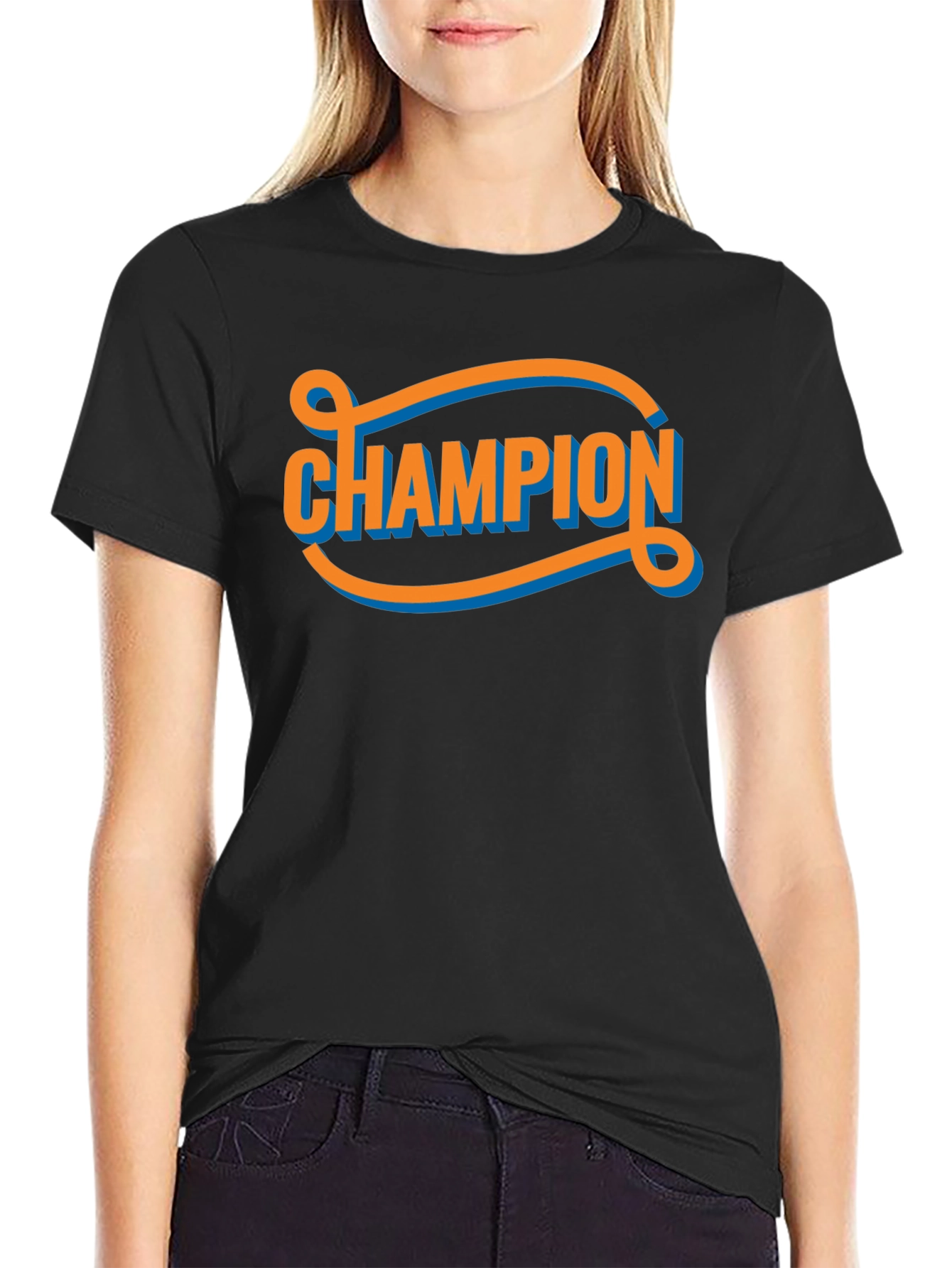 Champion Graphic Tee - Retro Style Black T-Shirt
