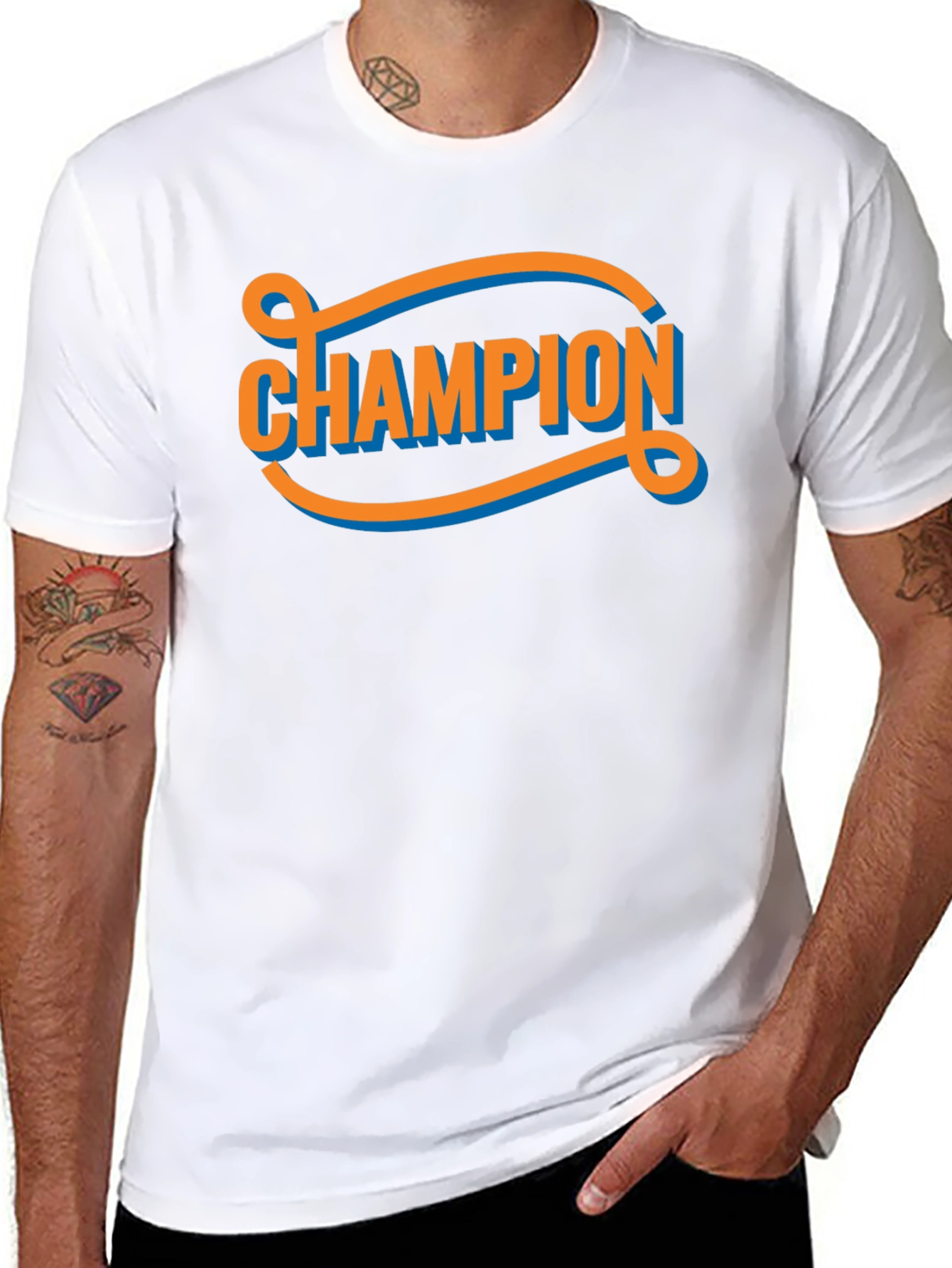 Champion Graphic Tee - Retro Style Black T-Shirt