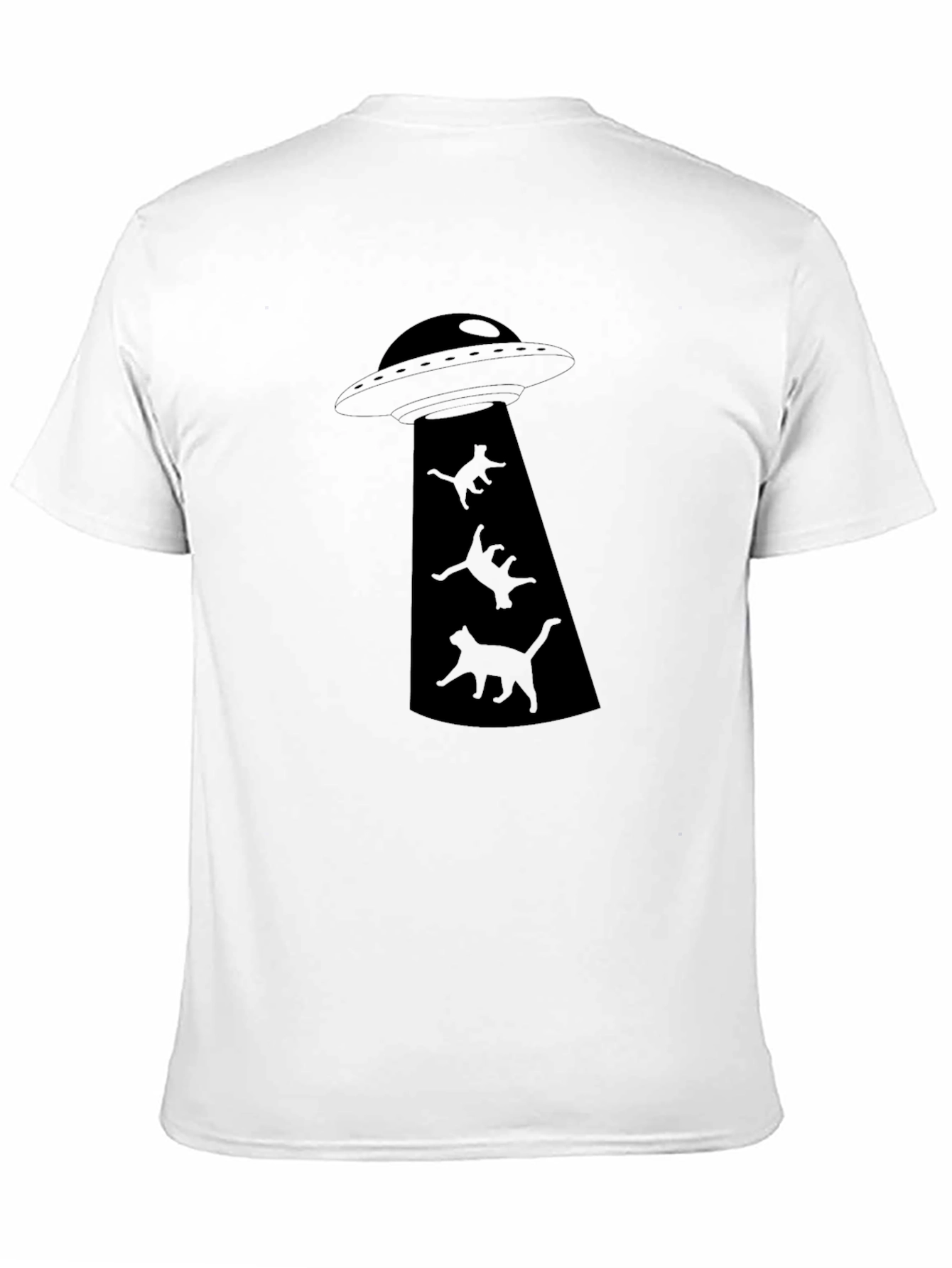 UFO Cat Abduction Black Graphic T-Shirt