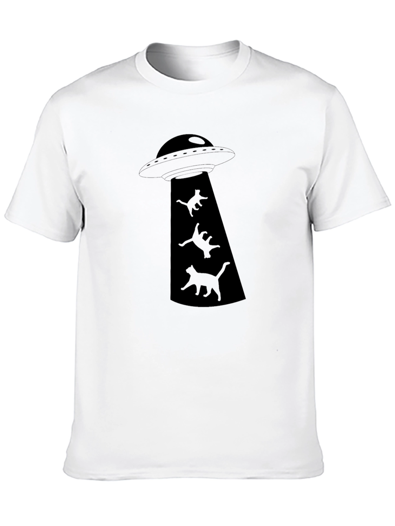 UFO Cat Abduction Black Graphic T-Shirt