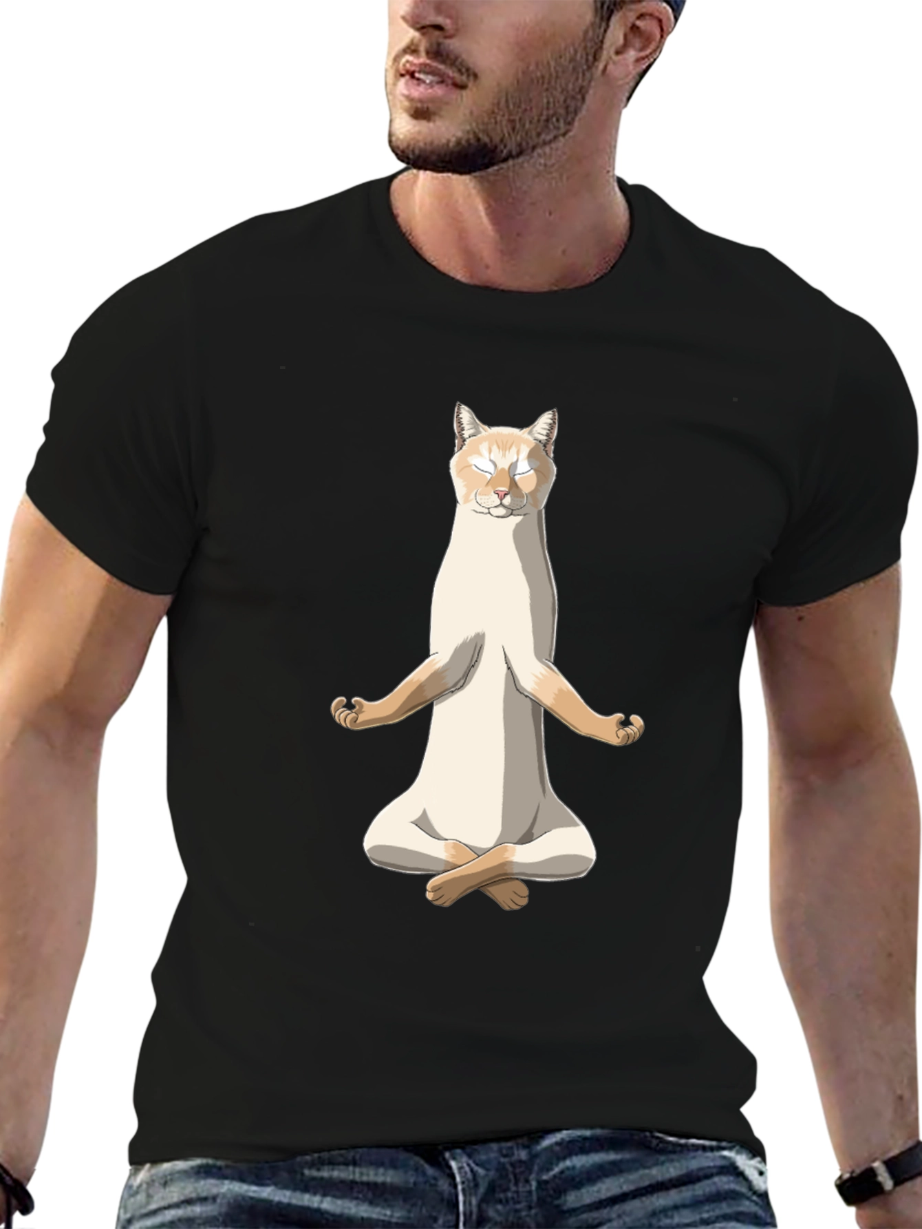 Zen Cat T-Shirt - Meditating Feline Tee