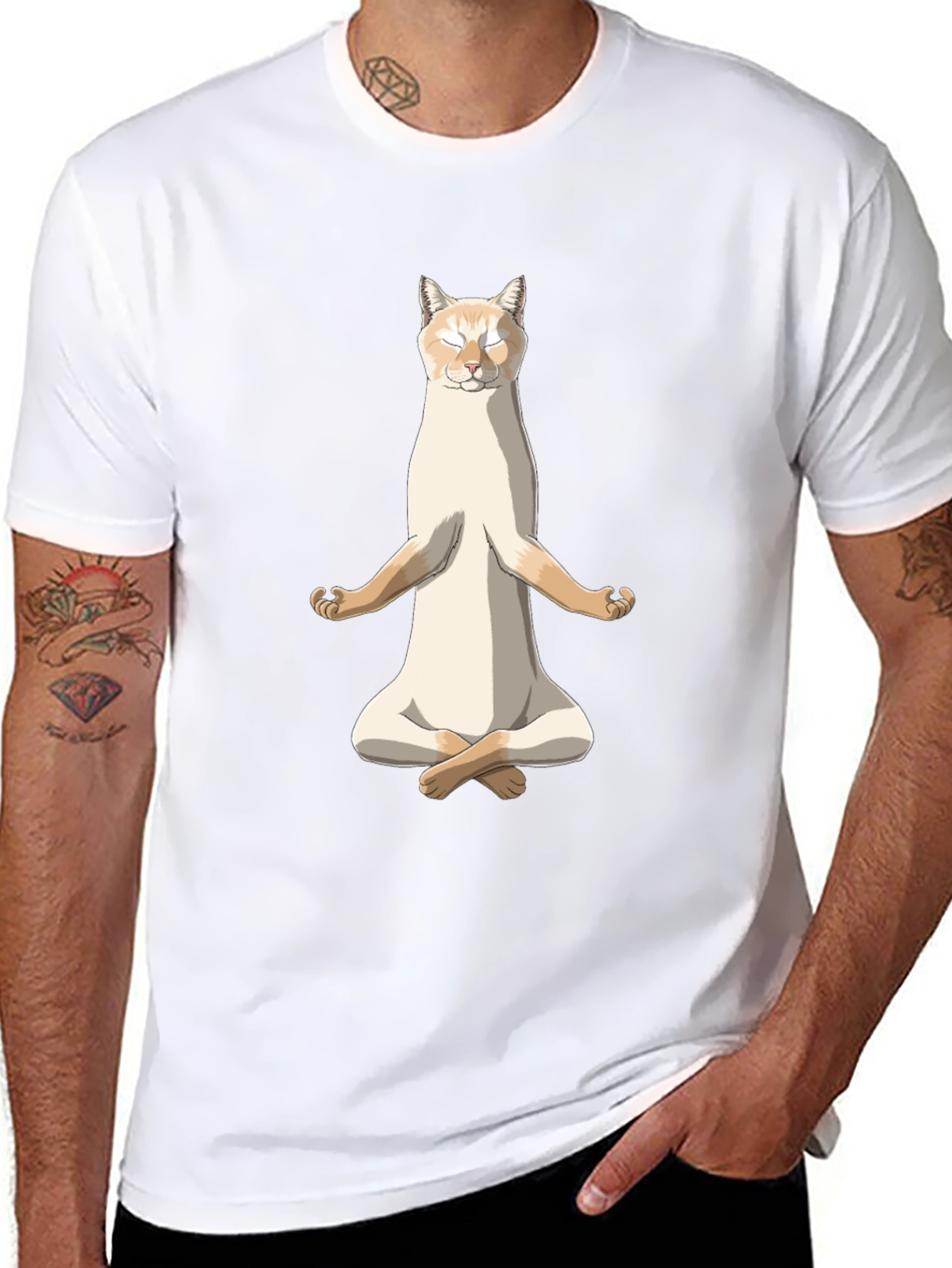 Zen Cat T-Shirt - Meditating Feline Tee