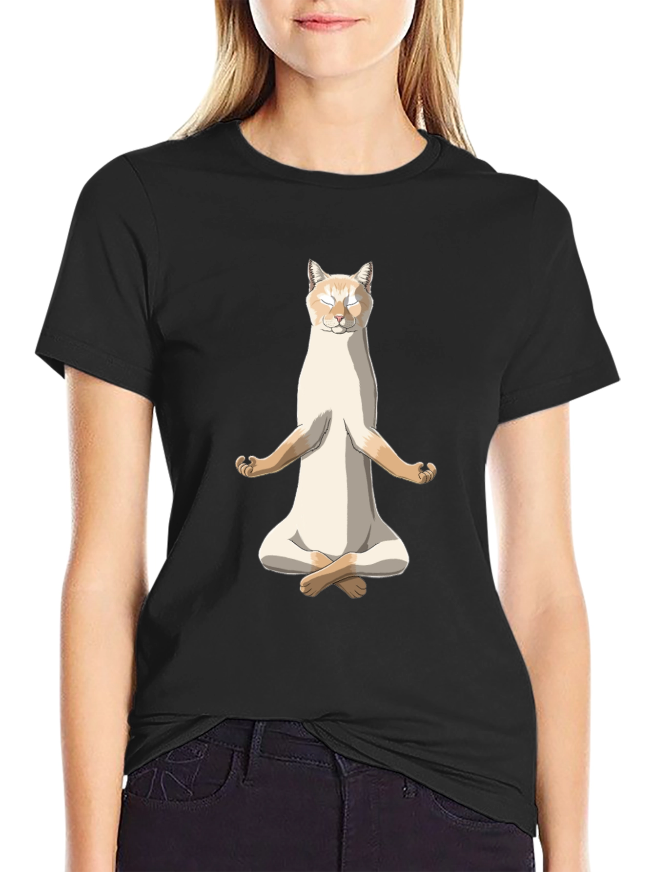 Zen Cat T-Shirt - Meditating Feline Tee