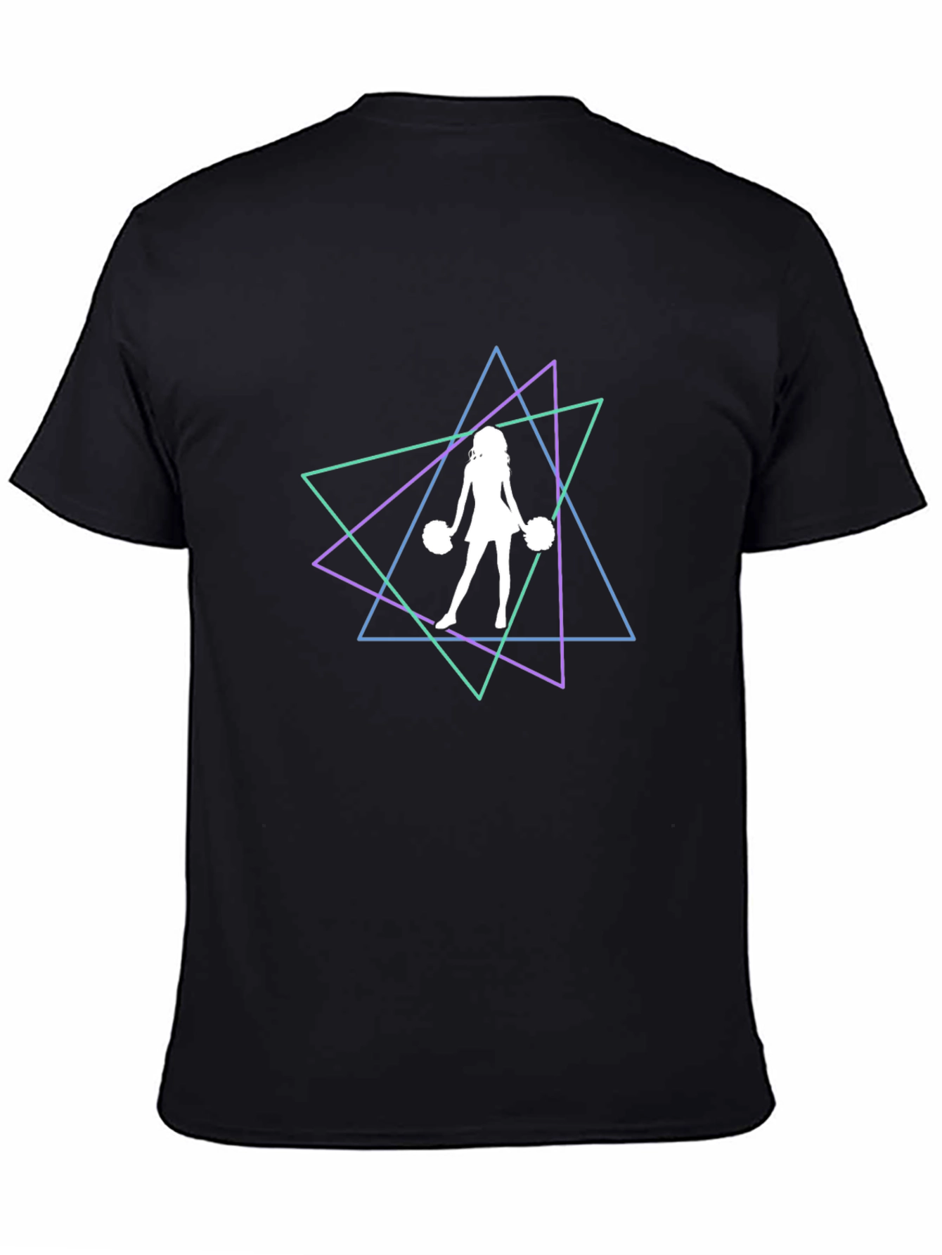 Geometric Cheerleader Graphic Tee - Trendy Black T-Shirt