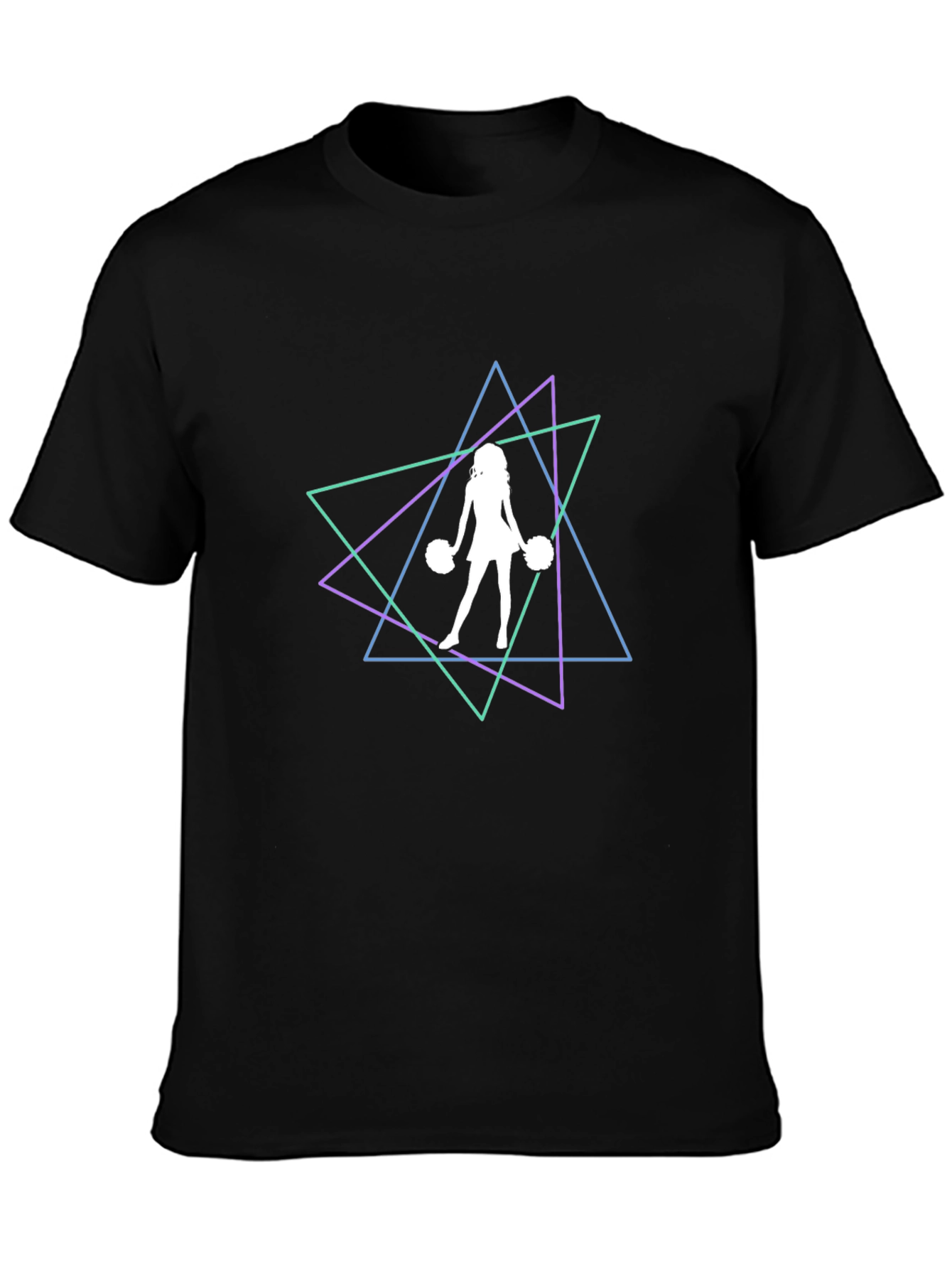 Geometric Cheerleader Graphic Tee - Trendy Black T-Shirt