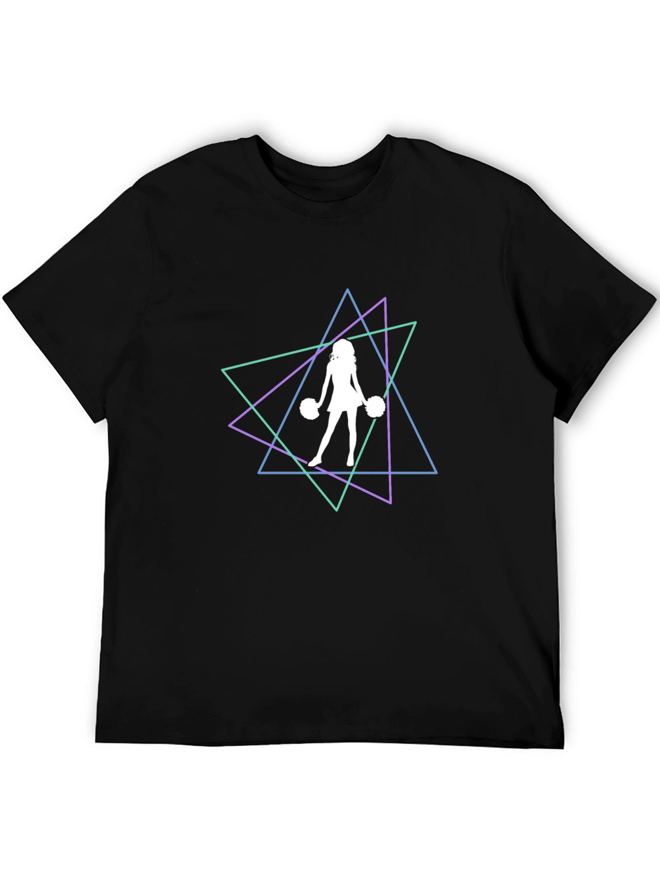 Geometric Cheerleader Graphic Tee - Trendy Black T-Shirt