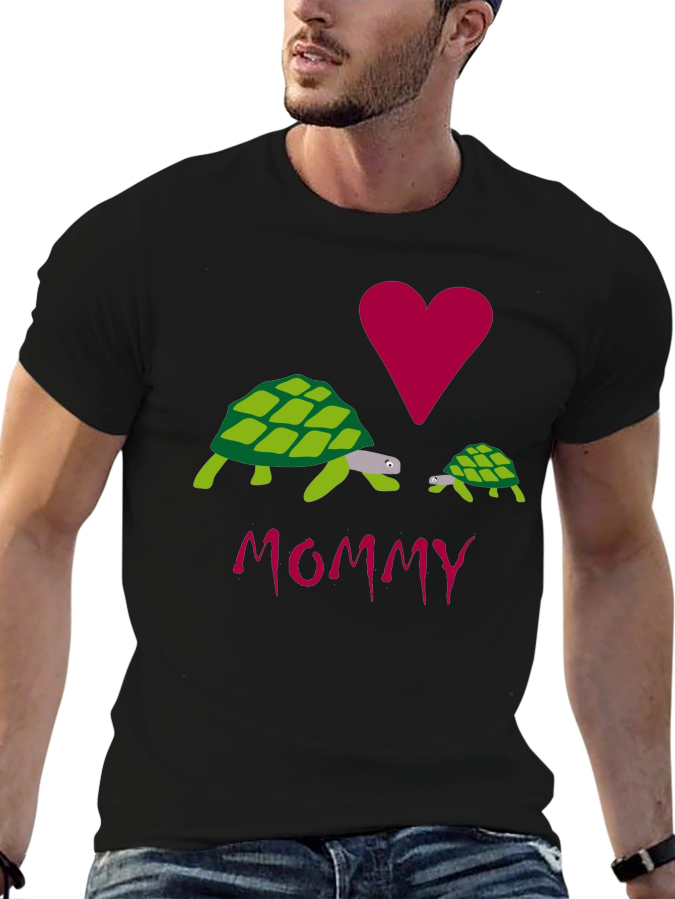 I Love Mommy Turtles Graphic Tee - Black