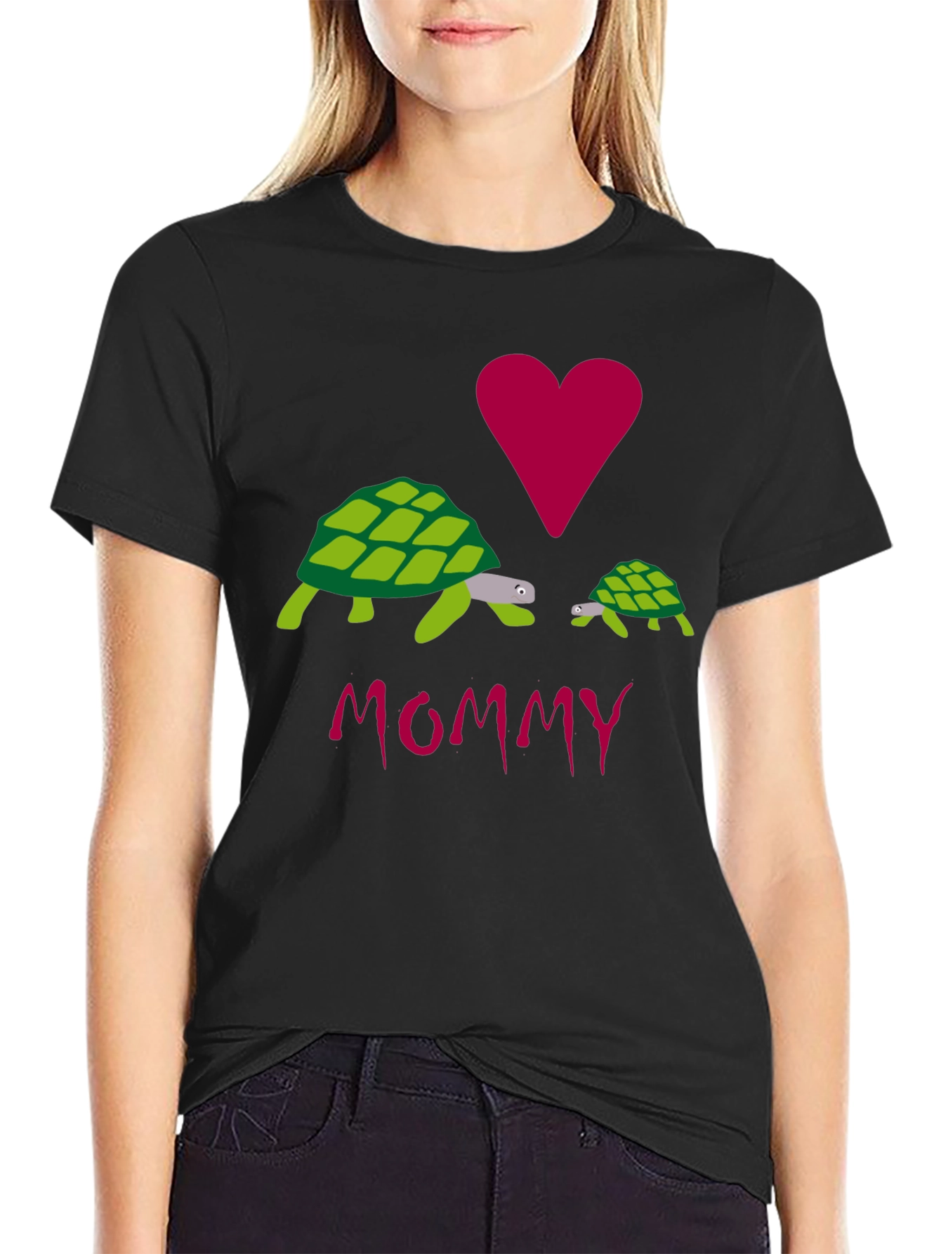 I Love Mommy Turtles Graphic Tee - Black