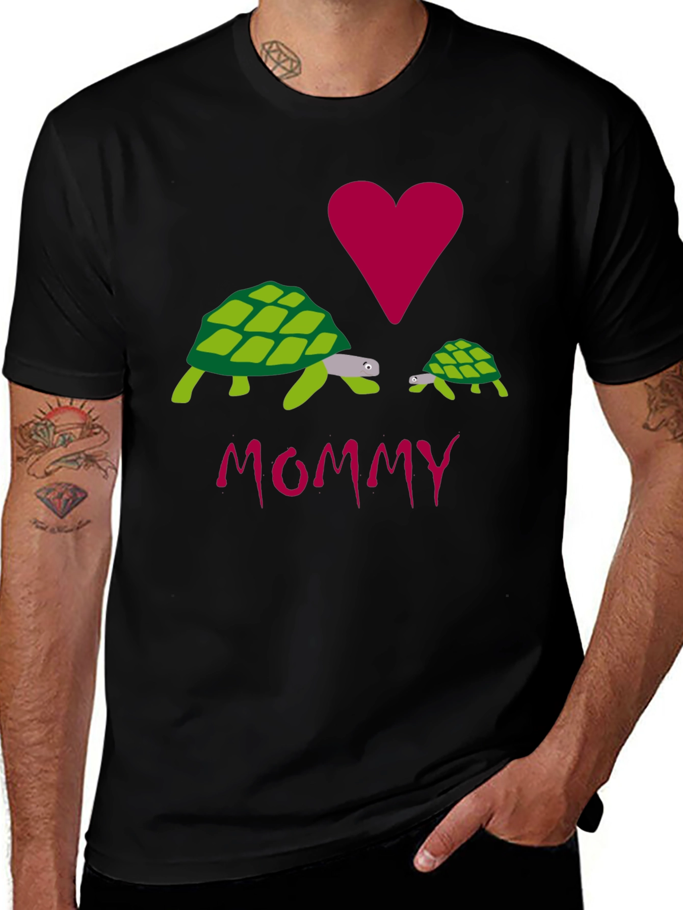 I Love Mommy Turtles Graphic Tee - Black