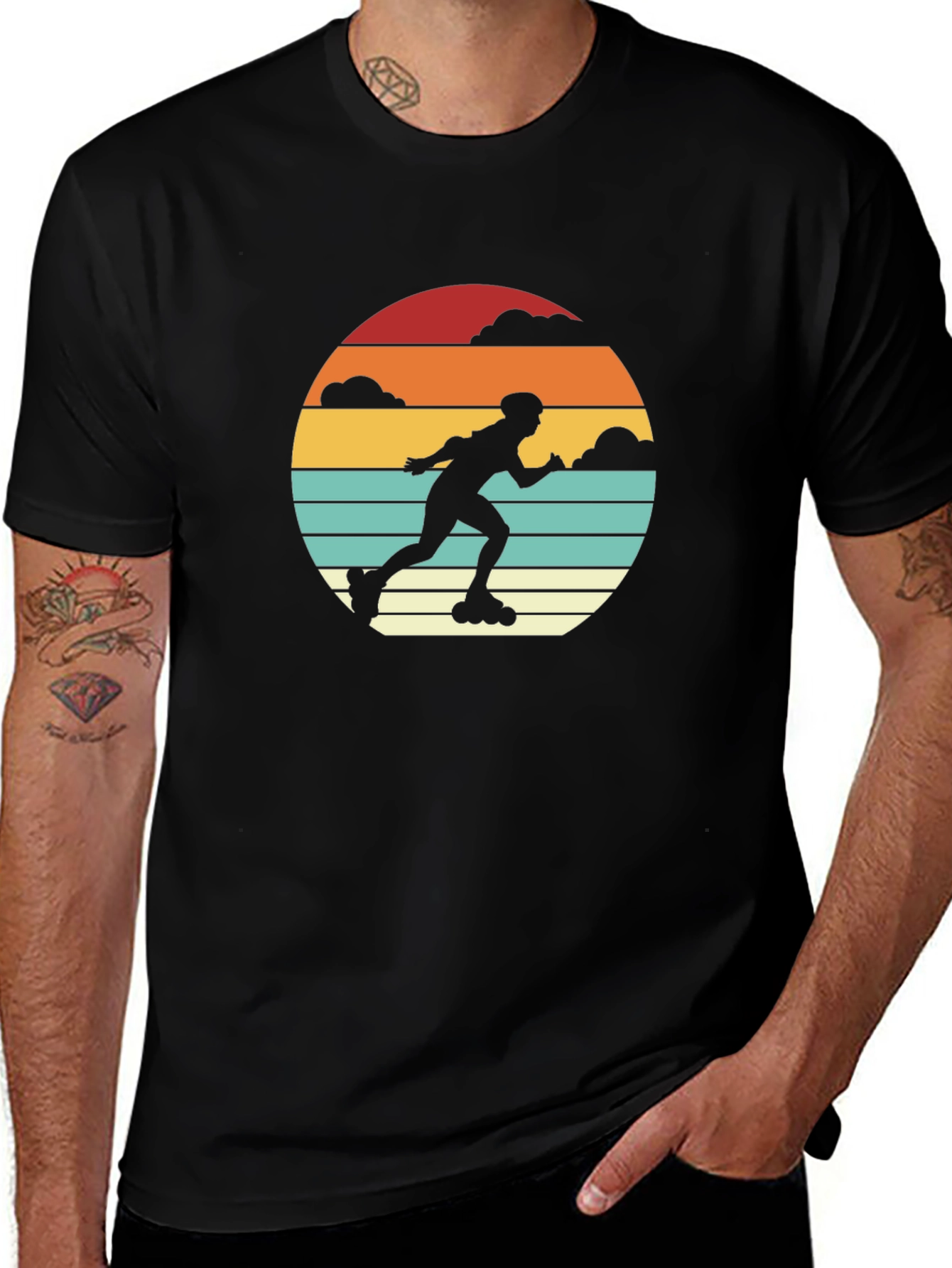 Retro Roller Skater Sunset Graphic Tee