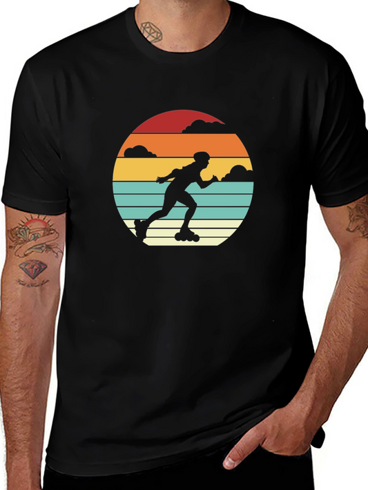 Retro Roller Skater Sunset Graphic Tee