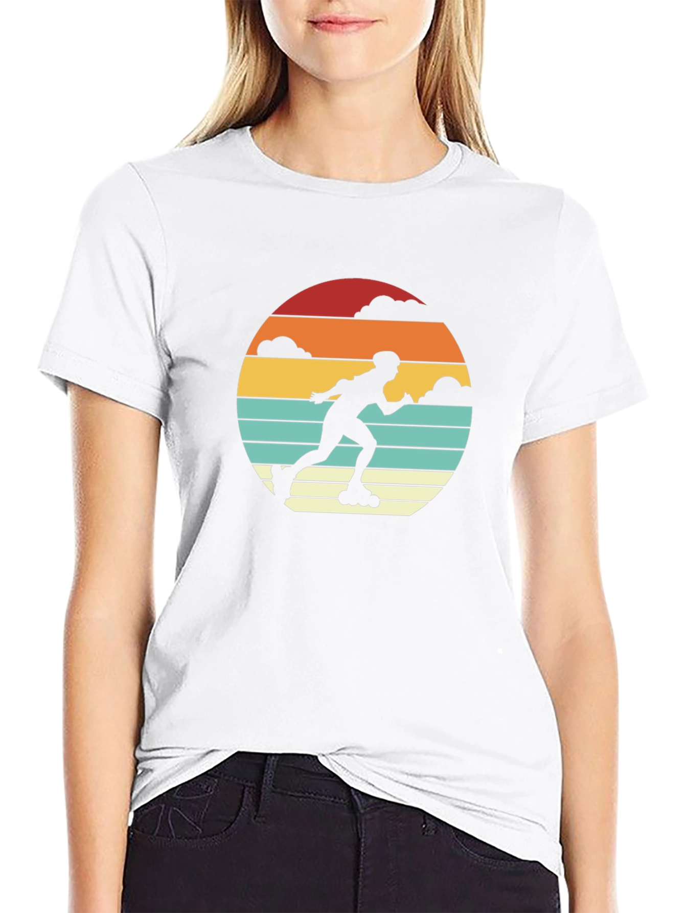 Retro Roller Skater Sunset Graphic Tee