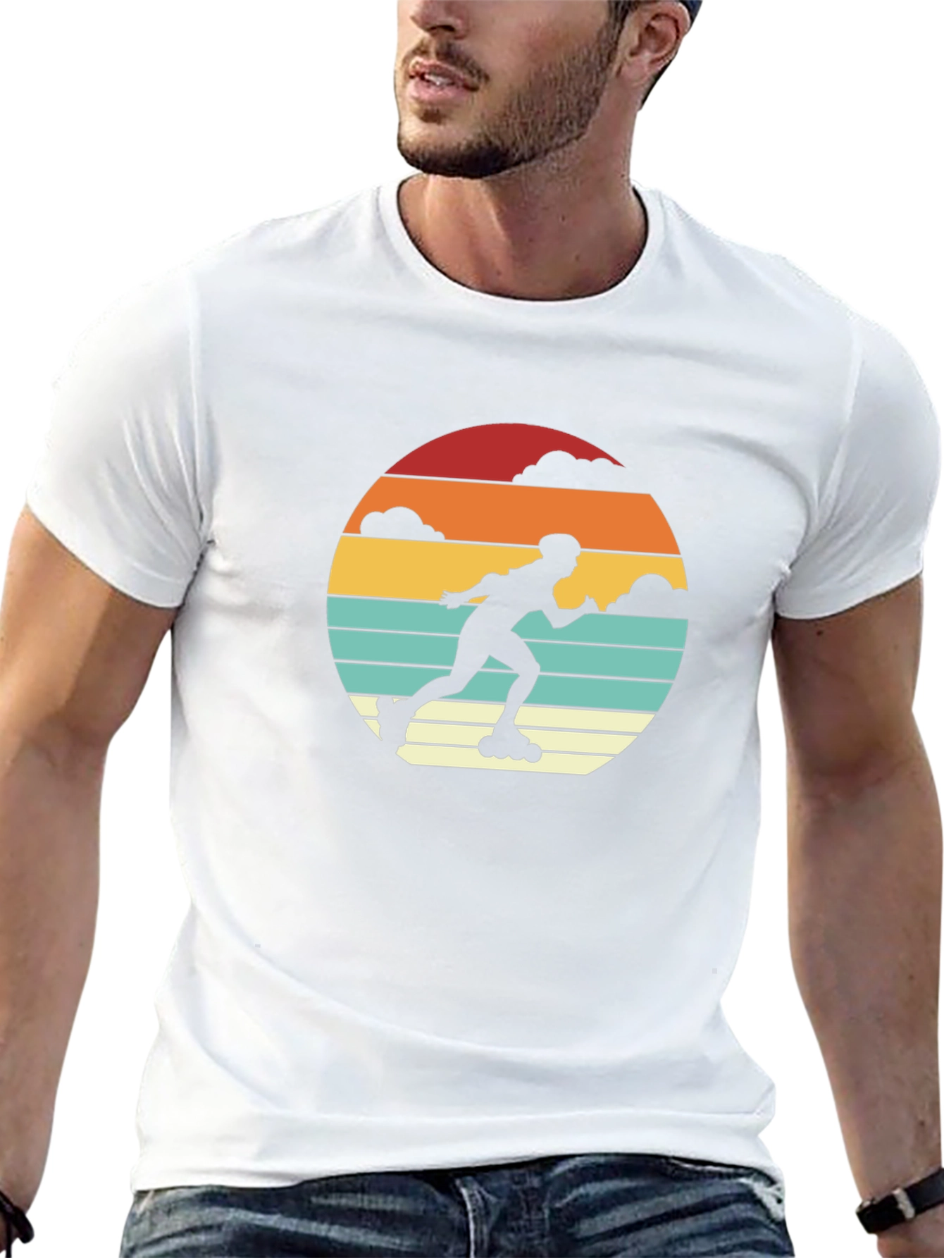 Retro Roller Skater Sunset Graphic Tee