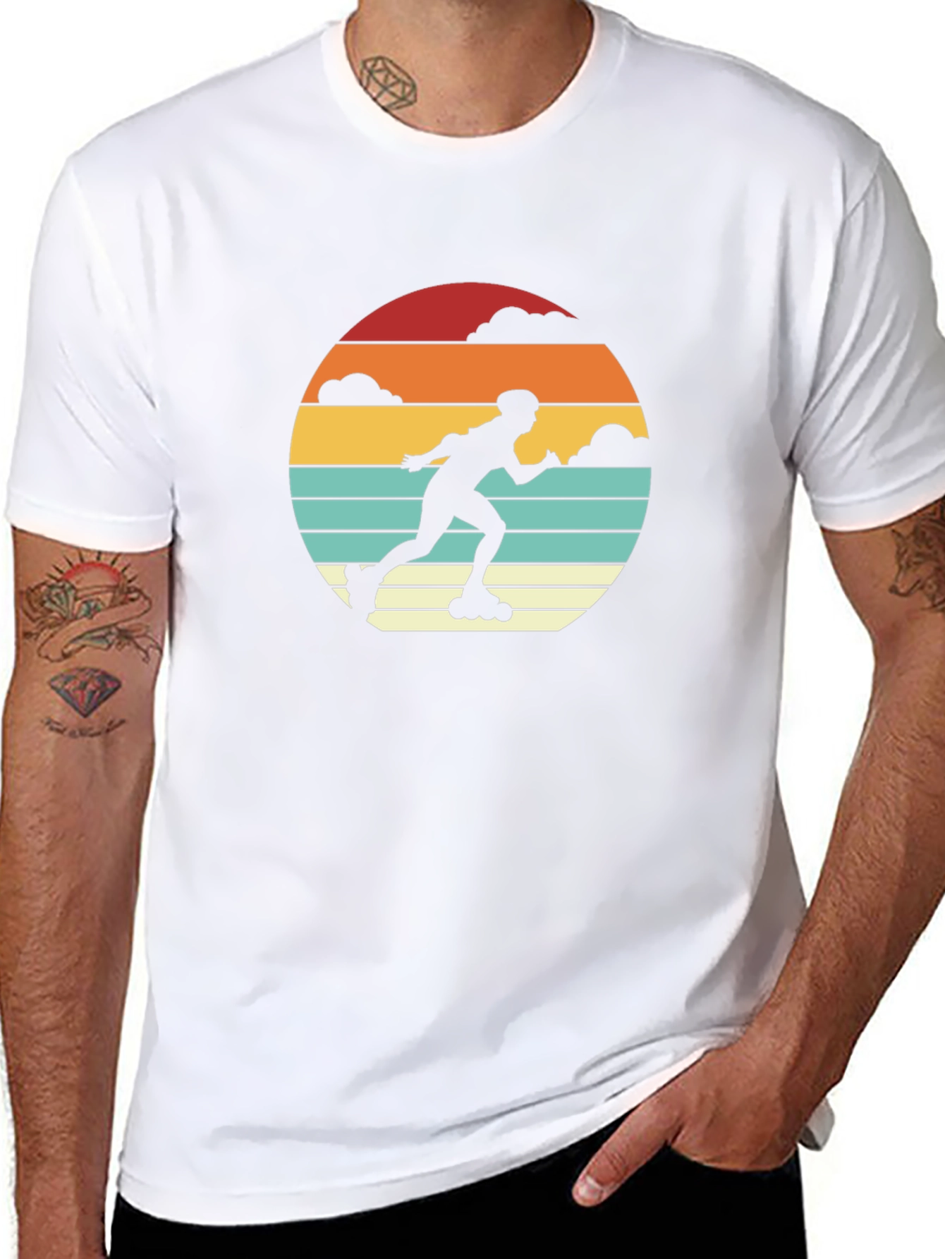 Retro Roller Skater Sunset Graphic Tee
