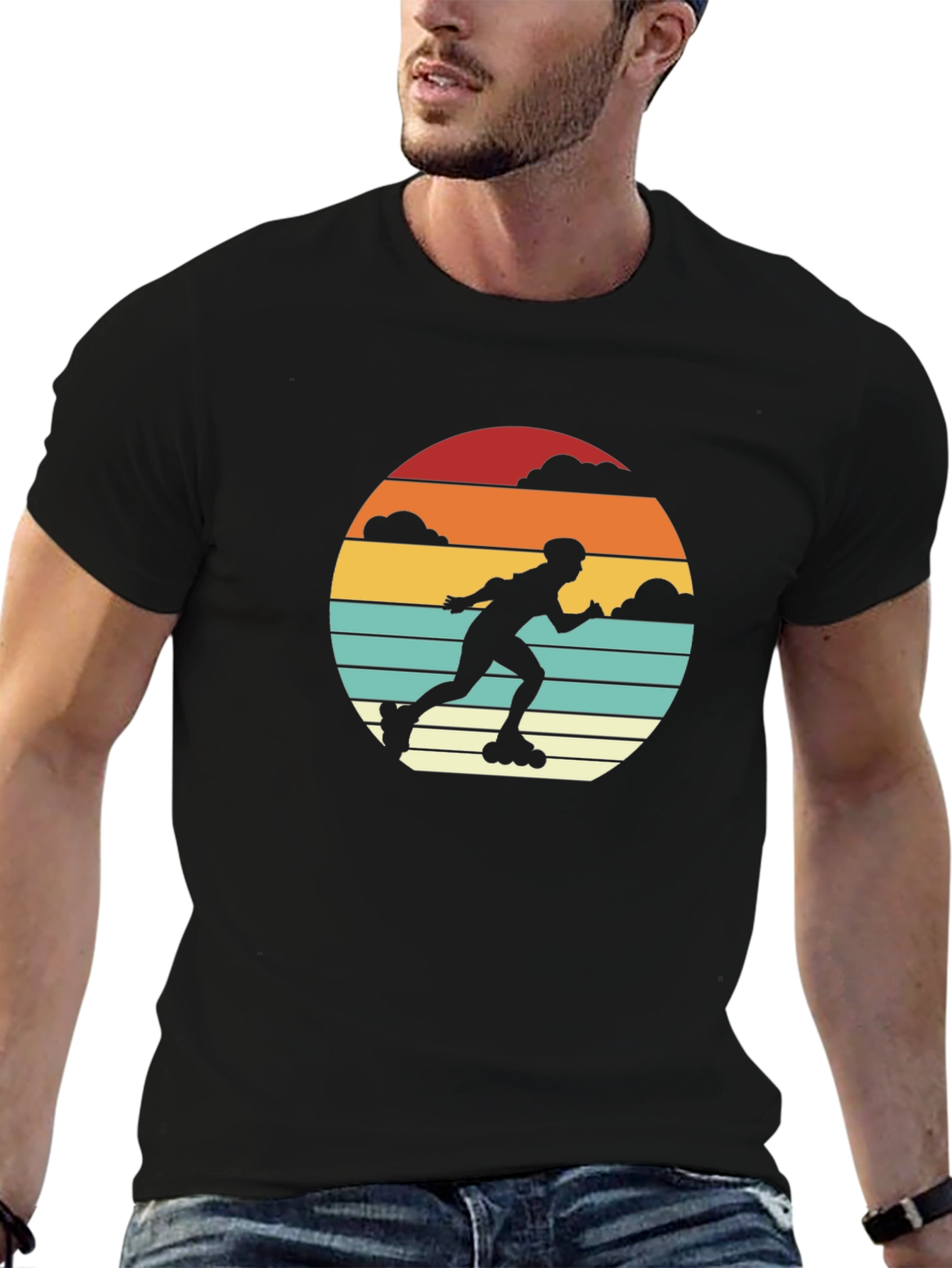Retro Roller Skater Sunset Graphic Tee