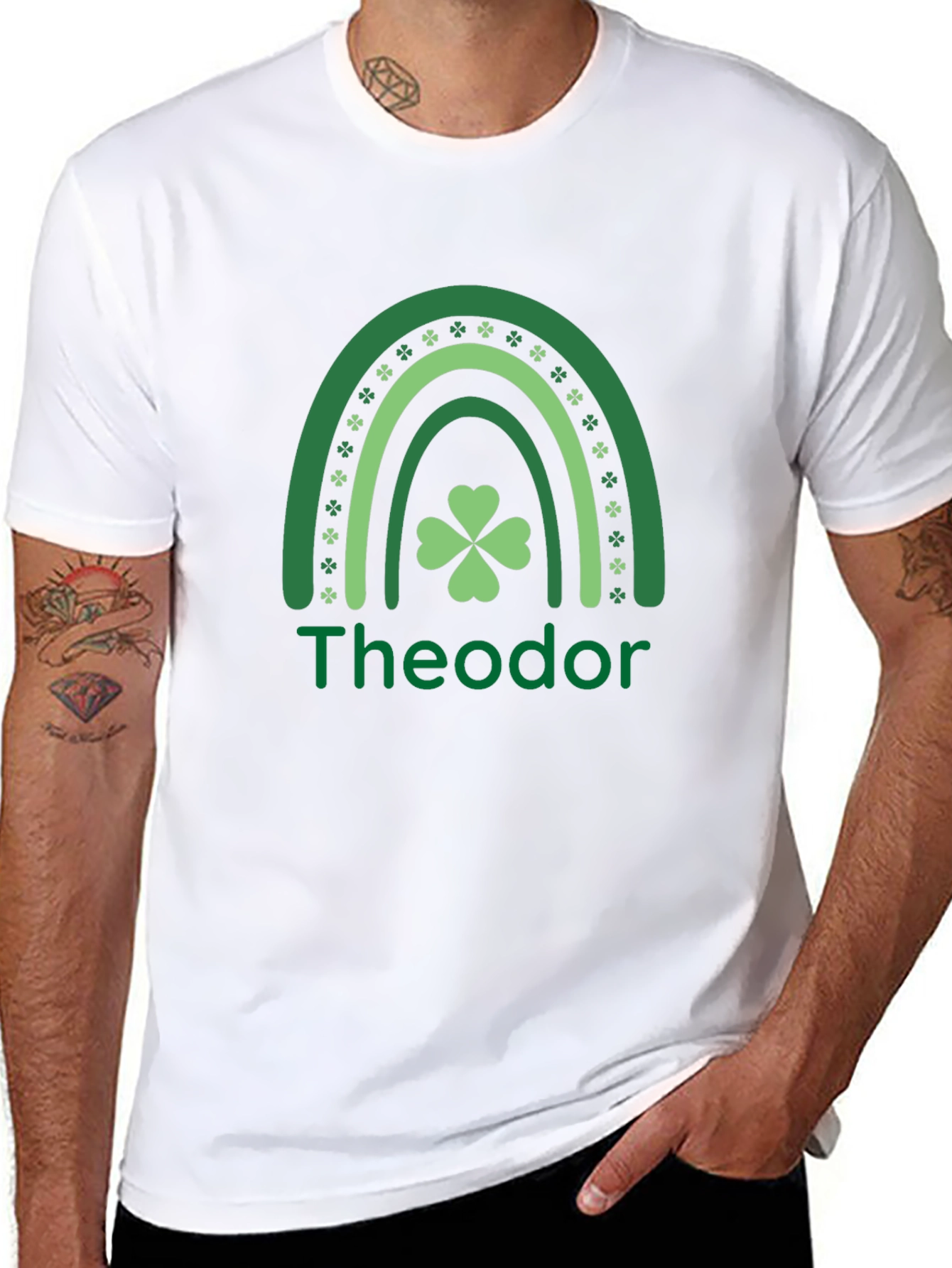 St. Patricks Day Personalized Rainbow Shamrock T-Shirt