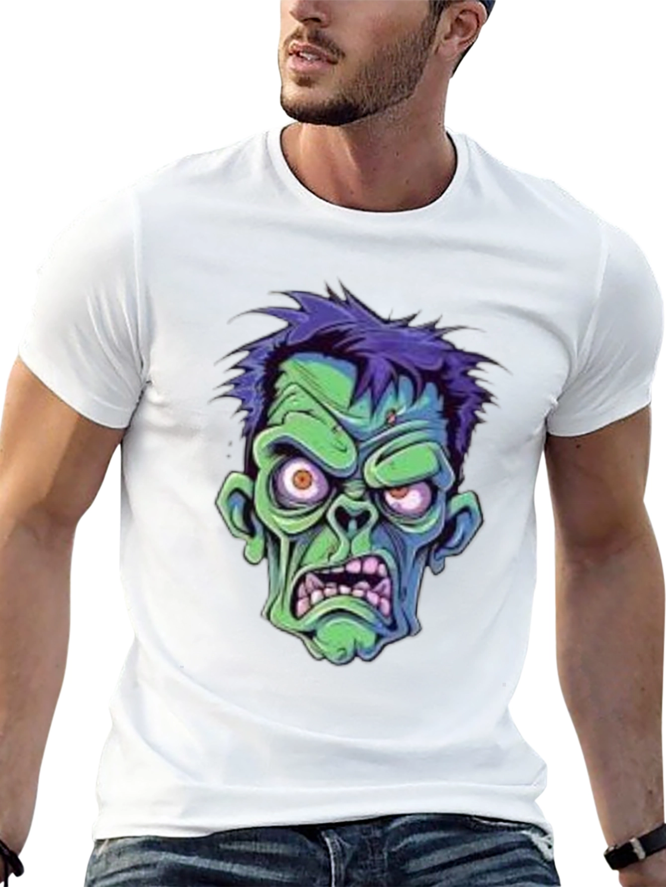 Zombie Cartoon Graphic Black T-Shirt