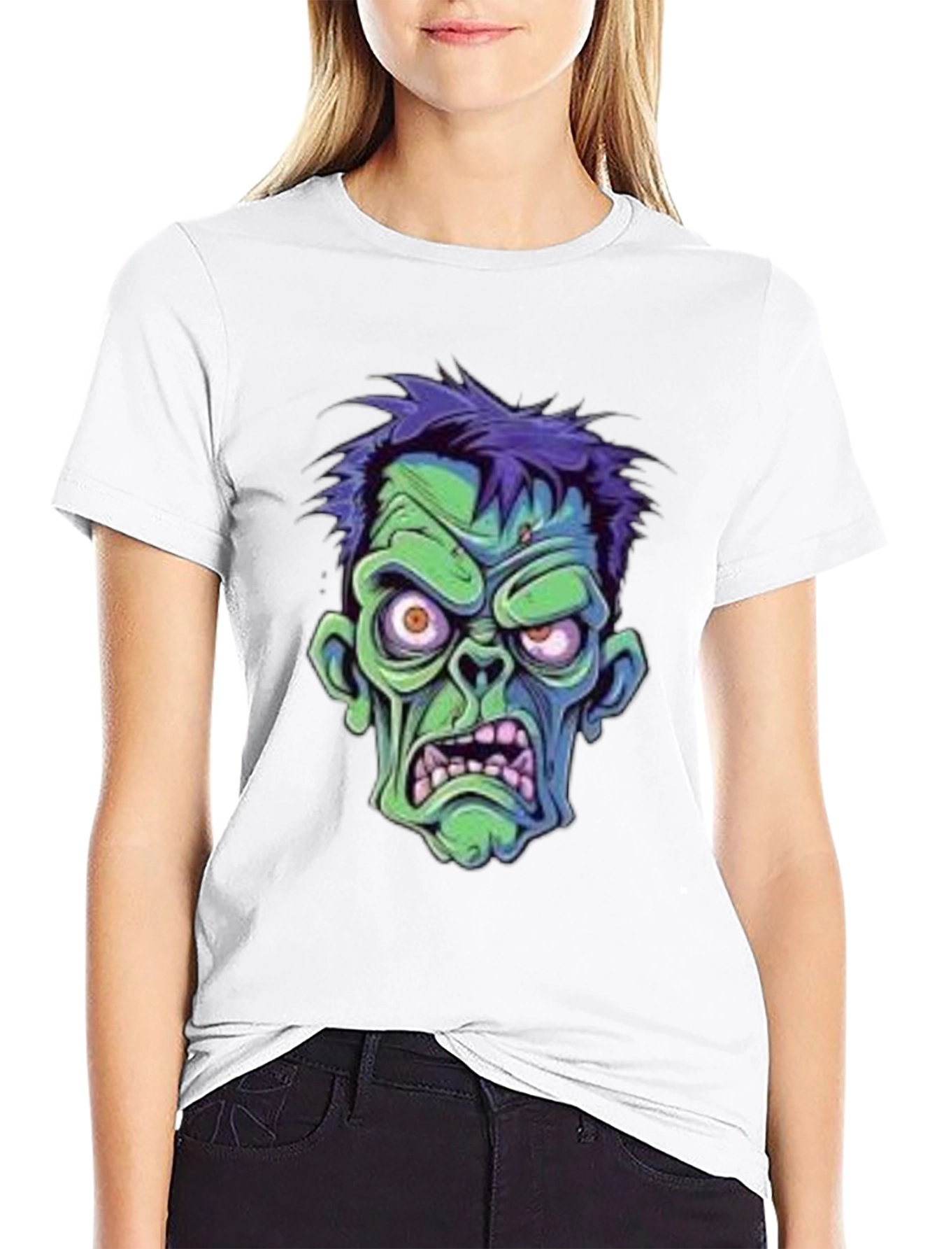 Zombie Cartoon Graphic Black T-Shirt