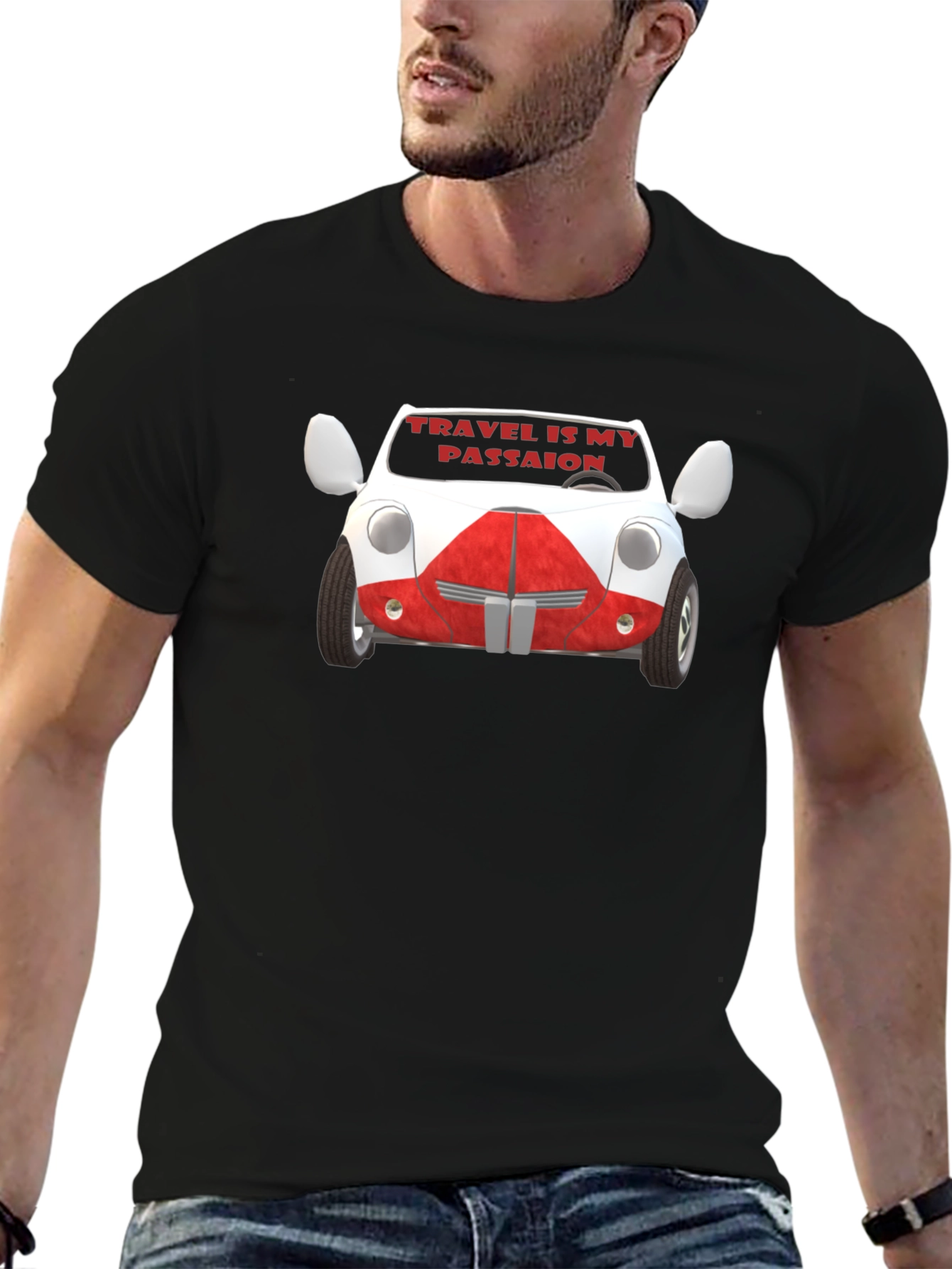 Travel Is My Passion Black Graphic T-Shirt