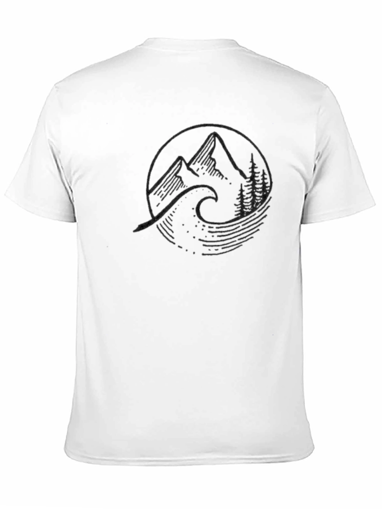 Mountain Wave Graphic Tee - Black Cotton T-Shirt