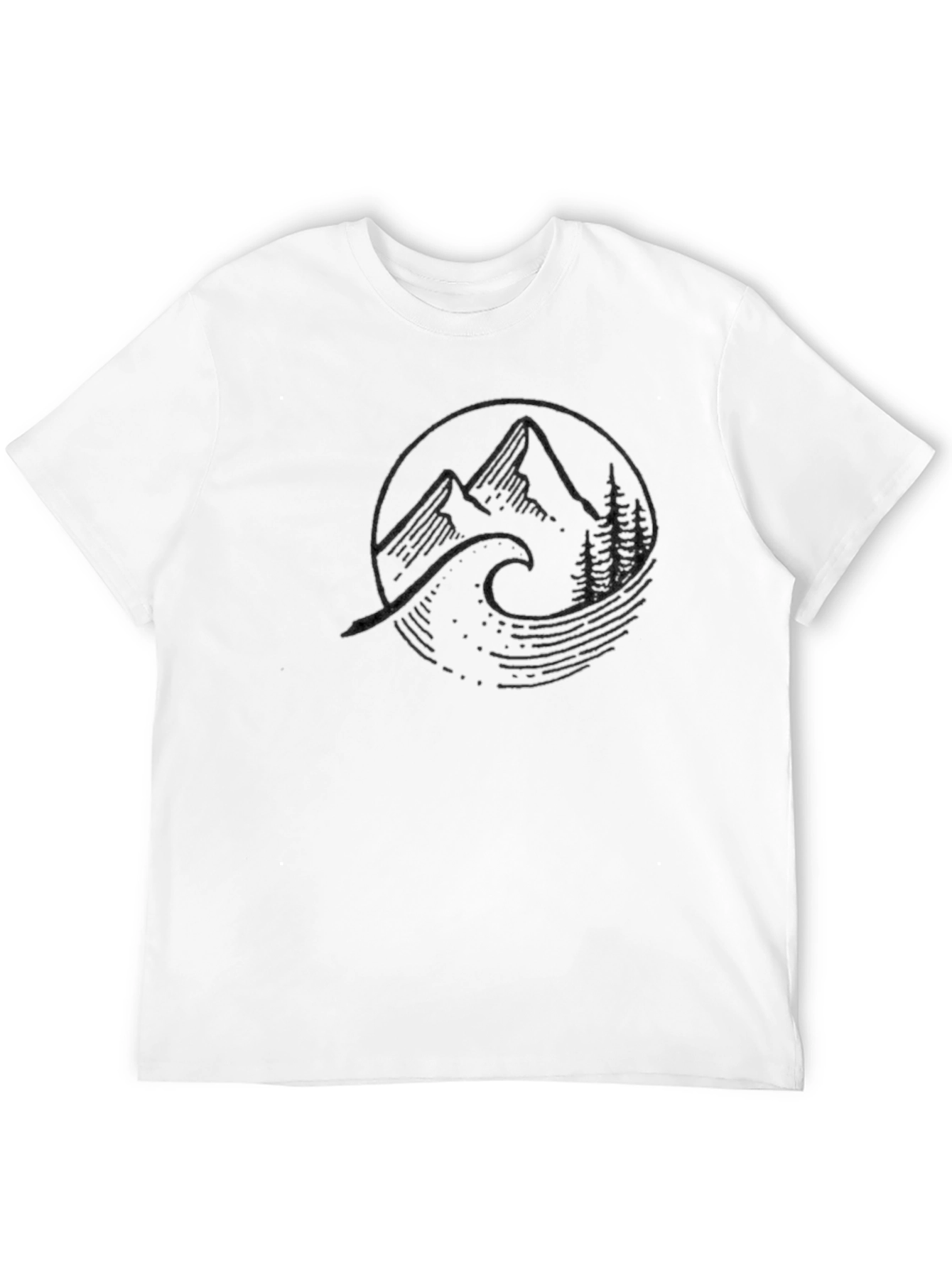 Mountain Wave Graphic Tee - Black Cotton T-Shirt
